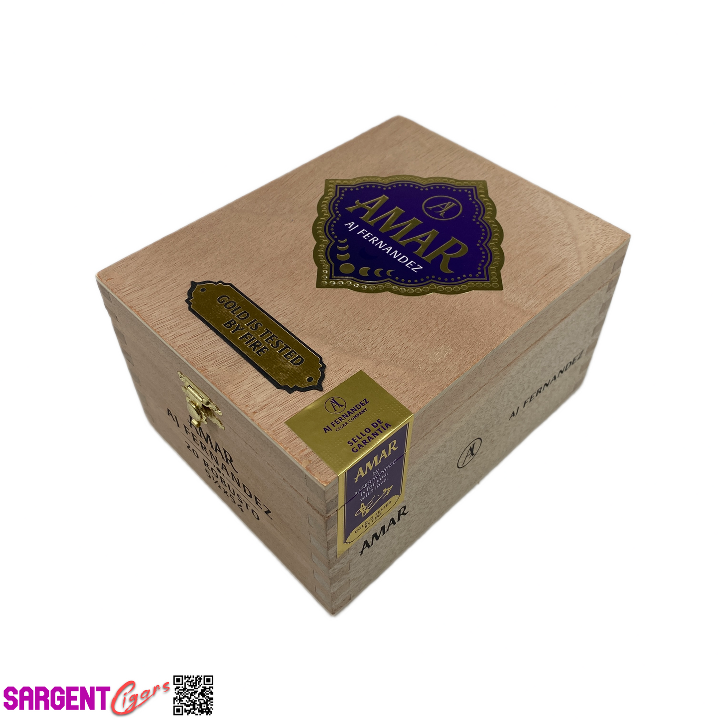 Aj Fernandez Amar Robusto Empty Wooden Cigar Box 5.25x6.75x3.75