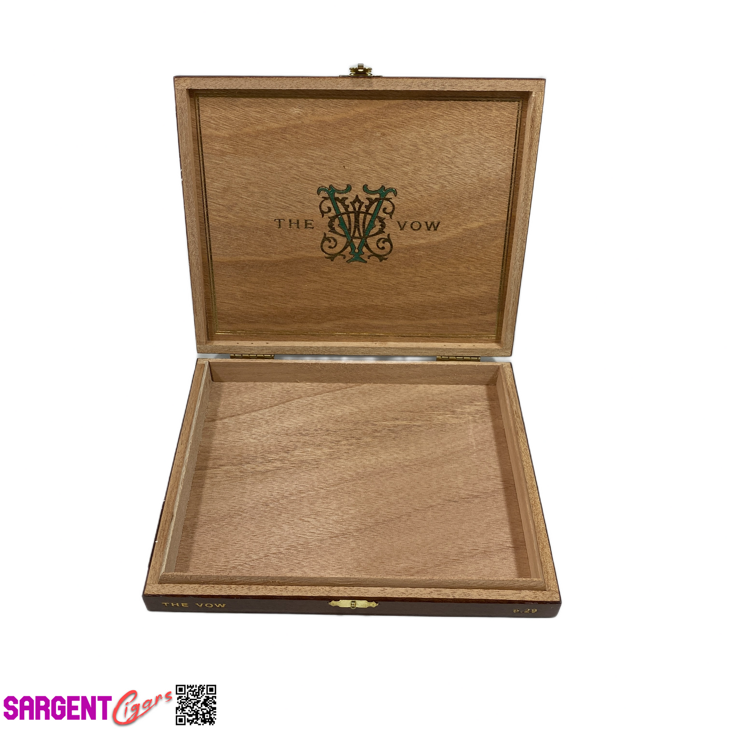 Avowed The Vow Empty Wooden Cigar Box 8.5x7x1