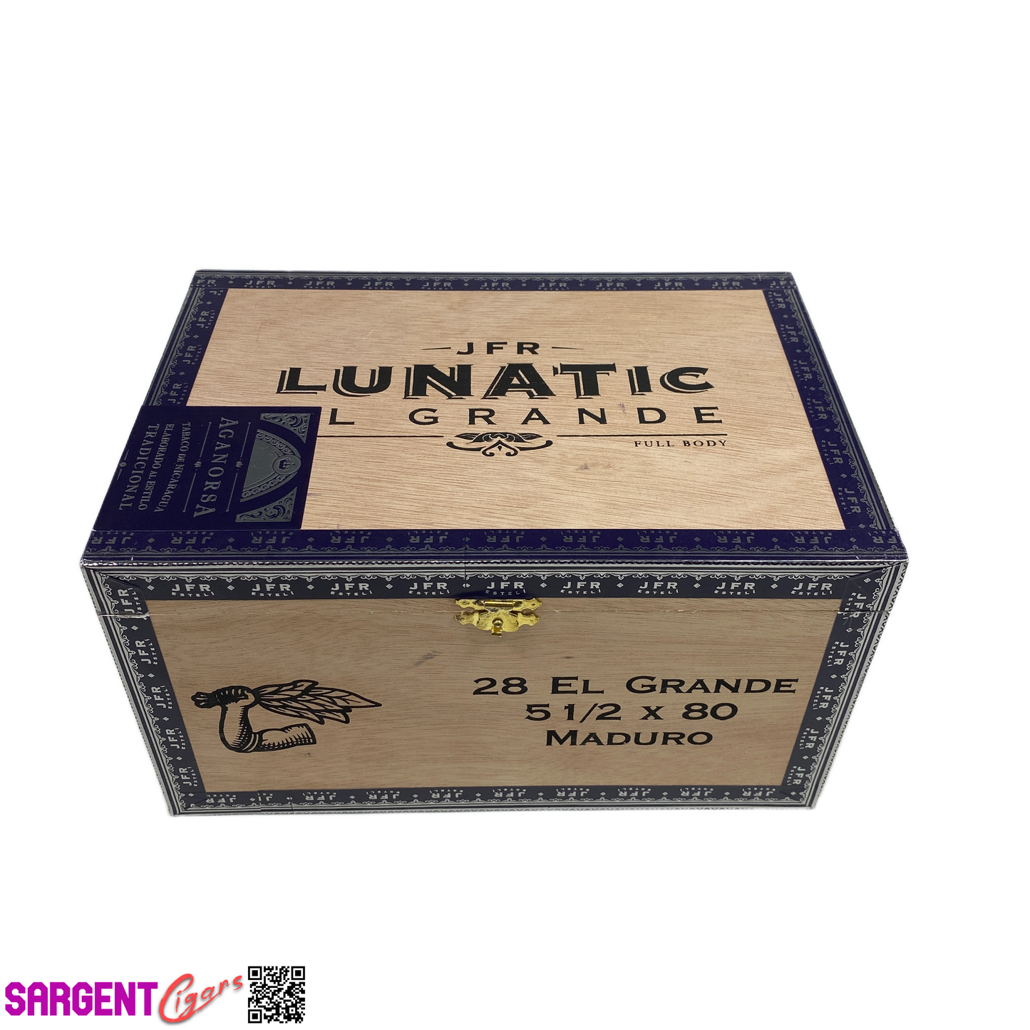 JFR Lunatic El Grande Empty Wooden Cigar Box 9.5x6.5x5.25