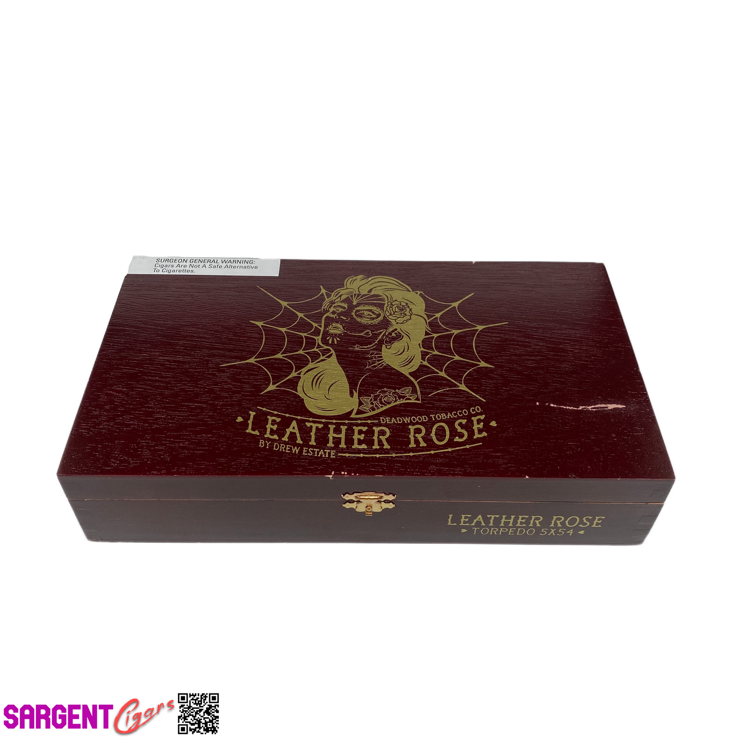 Deadwood Leather Rose Empty Wooden Cigar Box 11x6x2.5 (1)