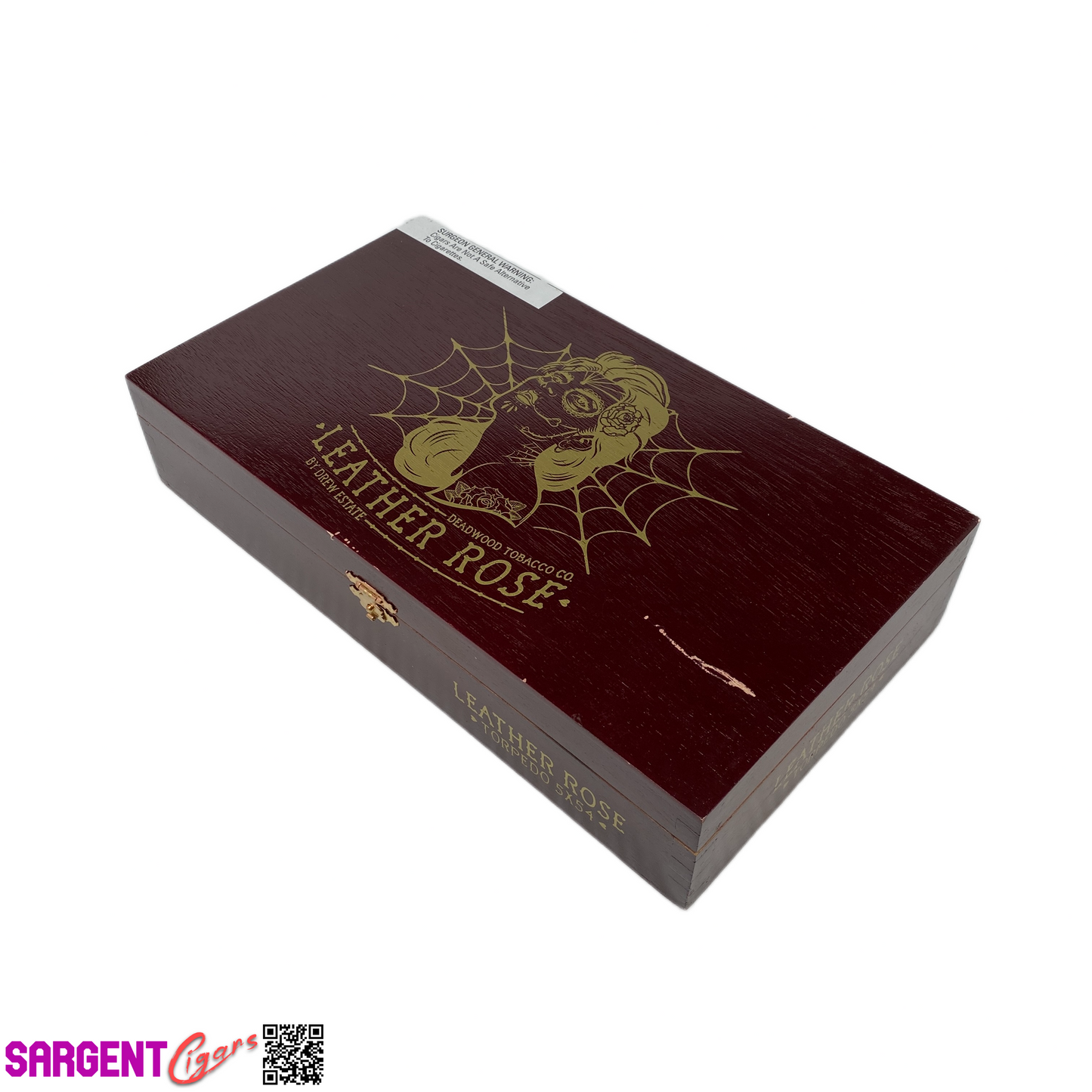 Deadwood Leather Rose Empty Wooden Cigar Box 11x6x2.5 (1)