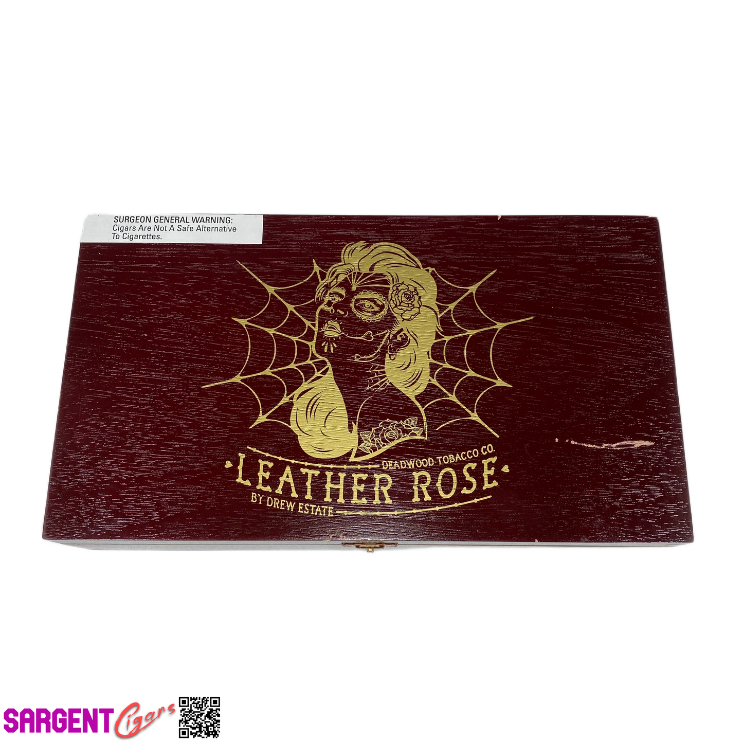 Deadwood Leather Rose Empty Wooden Cigar Box 11x6x2.5 (1)