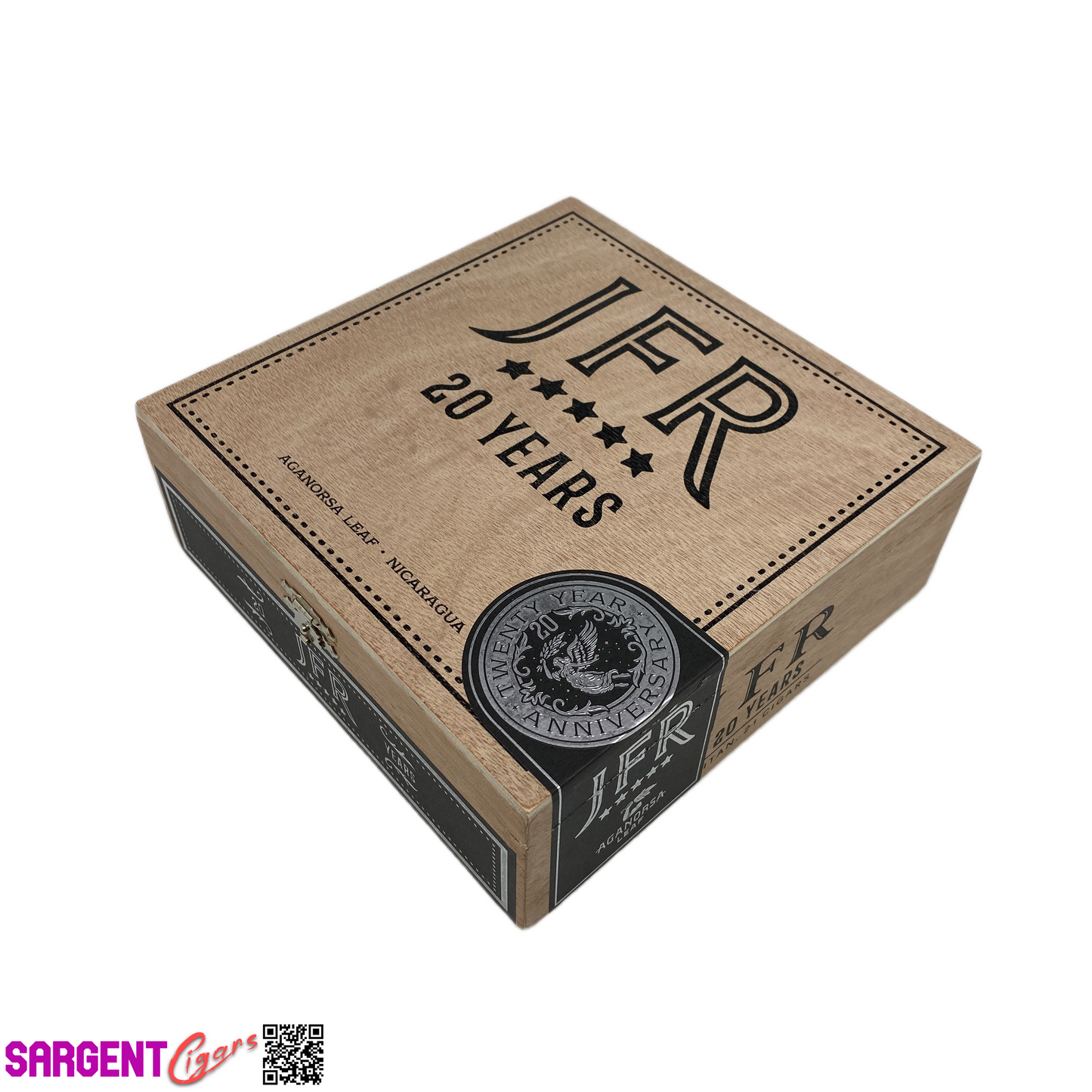 JFR 20th Titan Empty Wooden Cigar Box 7.25x7.25x2.5