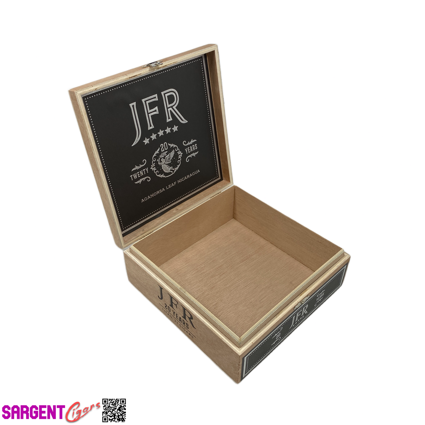 JFR 20th Titan Empty Wooden Cigar Box 7.25x7.25x2.5