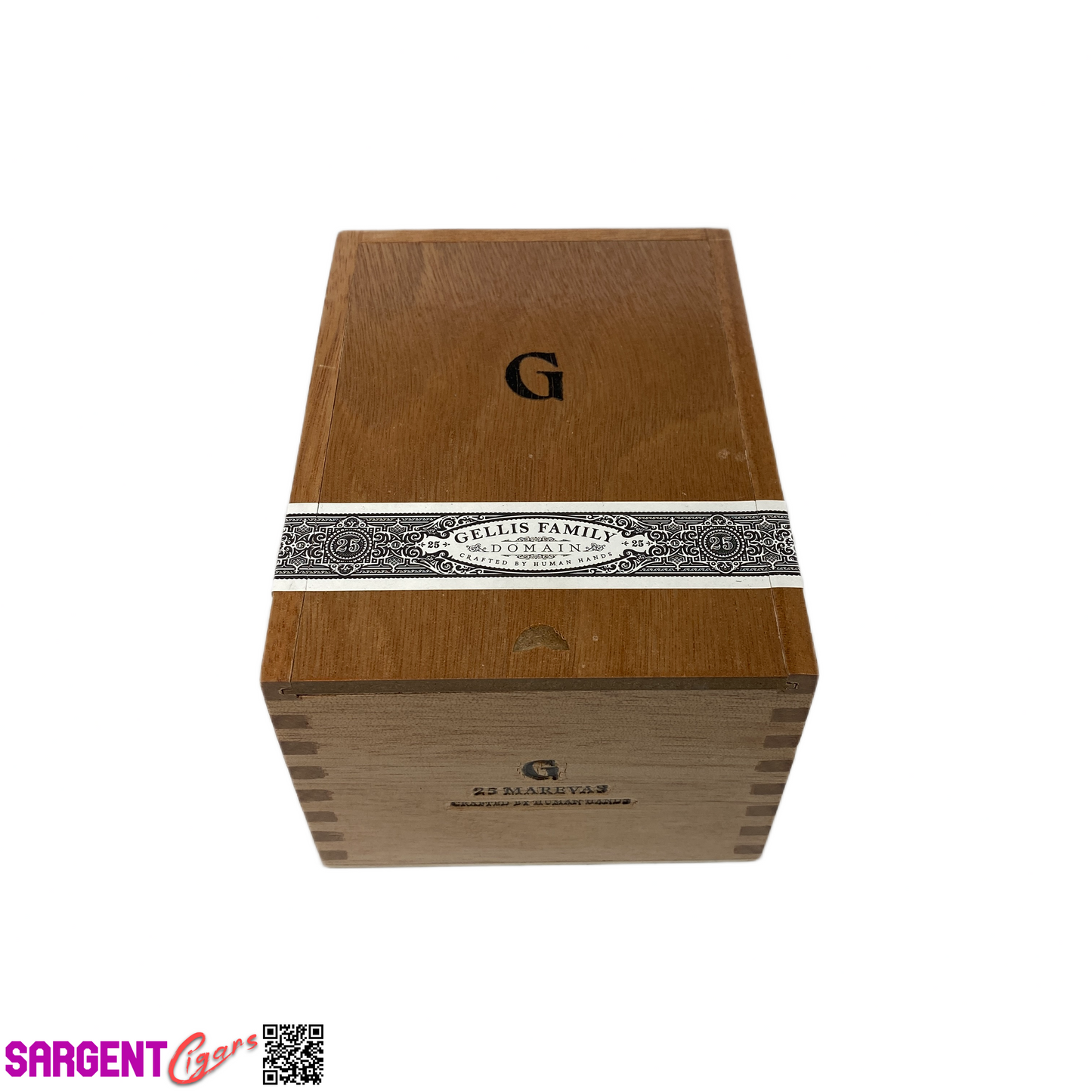 Gellis Family Marevas Empty Wooden Cigar Box 4.5x6x3.5