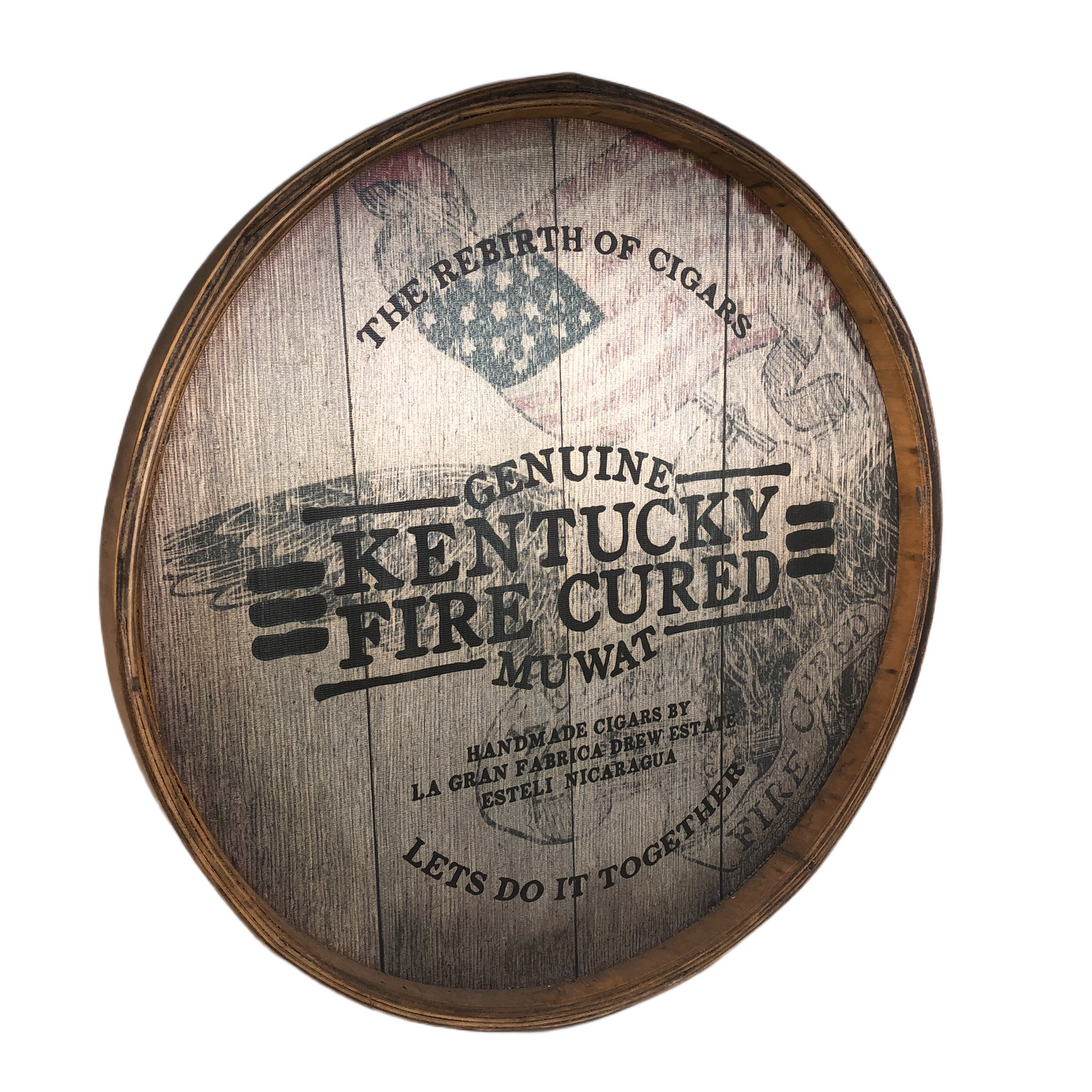 Drew Estate Kentucky Fire Cured Muwat Wooden Display Sign 24x24x2