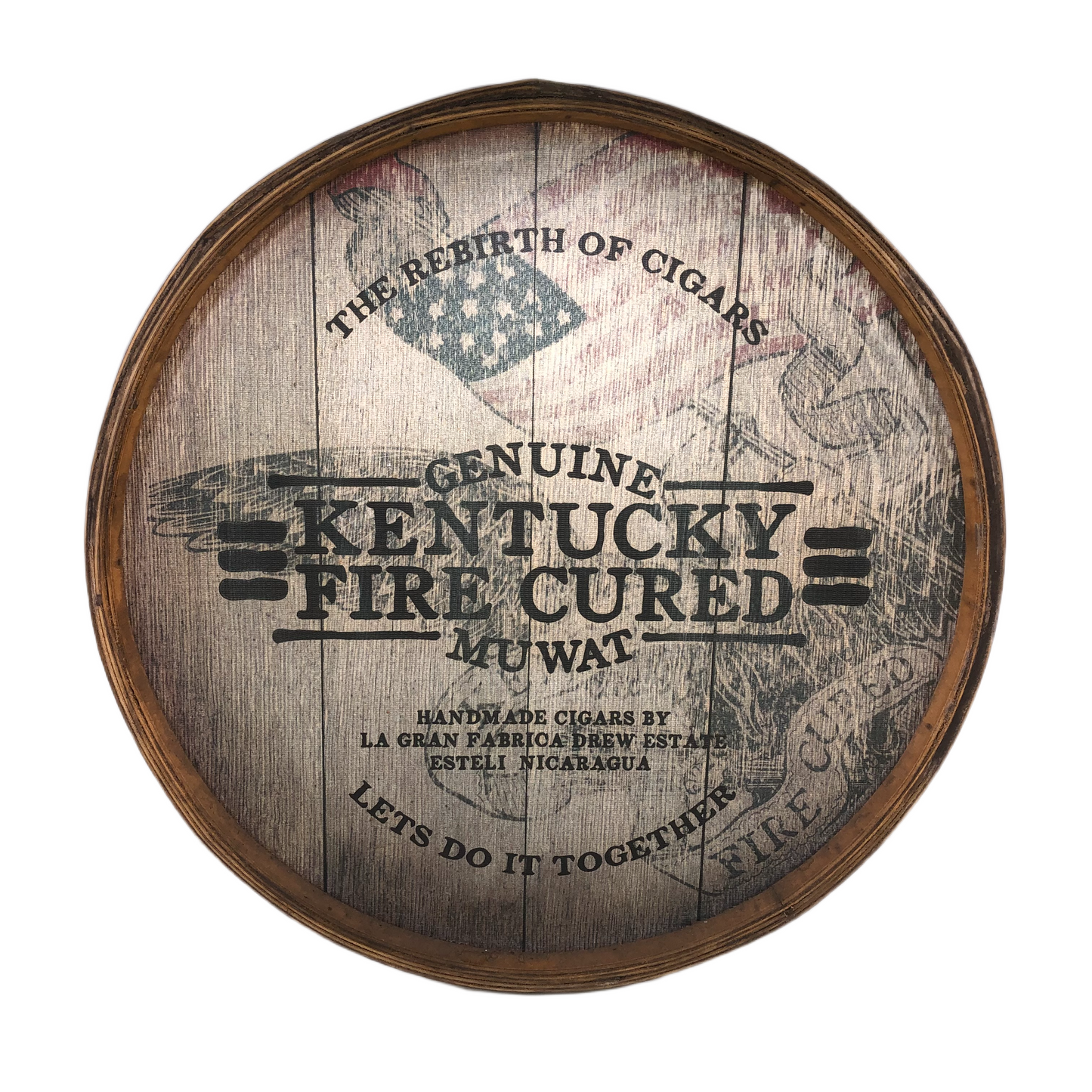 Drew Estate Kentucky Fire Cured Muwat Wooden Display Sign 24x24x2