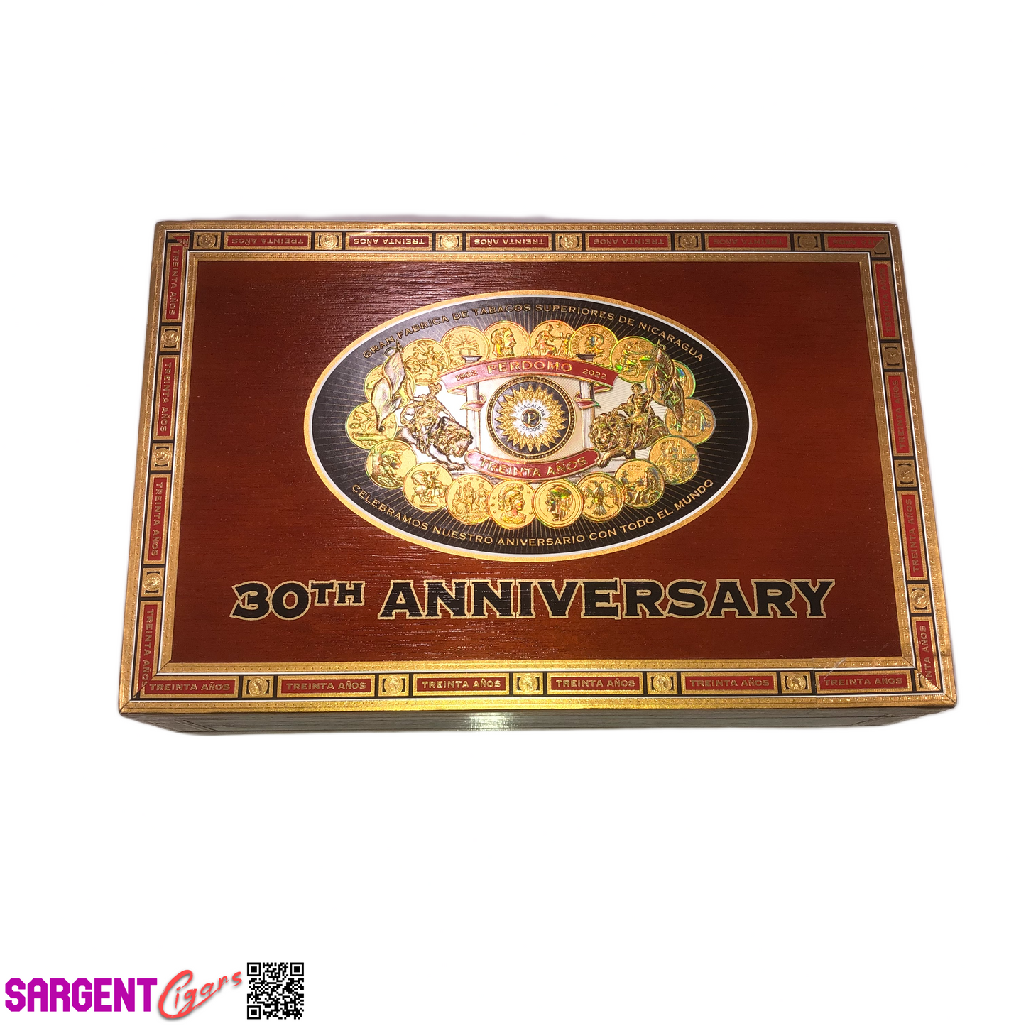 Perdomo 30th Connecticut Robusto Empty Wooden Cigar Box 9.5x6.25x2.75