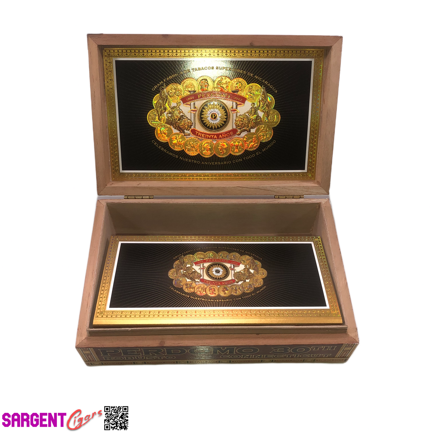 Perdomo 30th Connecticut Robusto Empty Wooden Cigar Box 9.5x6.25x2.75