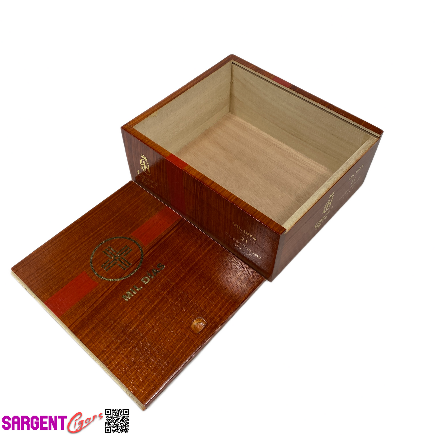 Mil Dias Double Robusto Empty Wooden Cigar Box 6.25x7x2.75