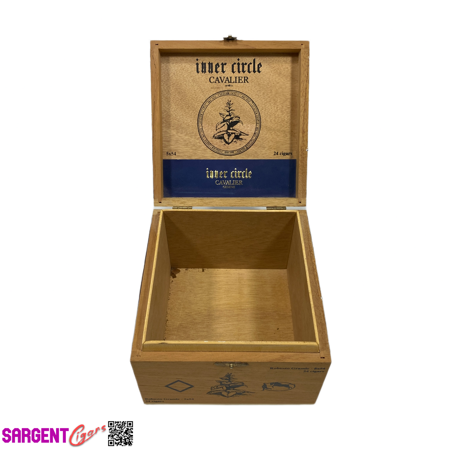 Cavalier Inner Circle Robusto Grande Empty Wooden Cigar Box 6x6x4
