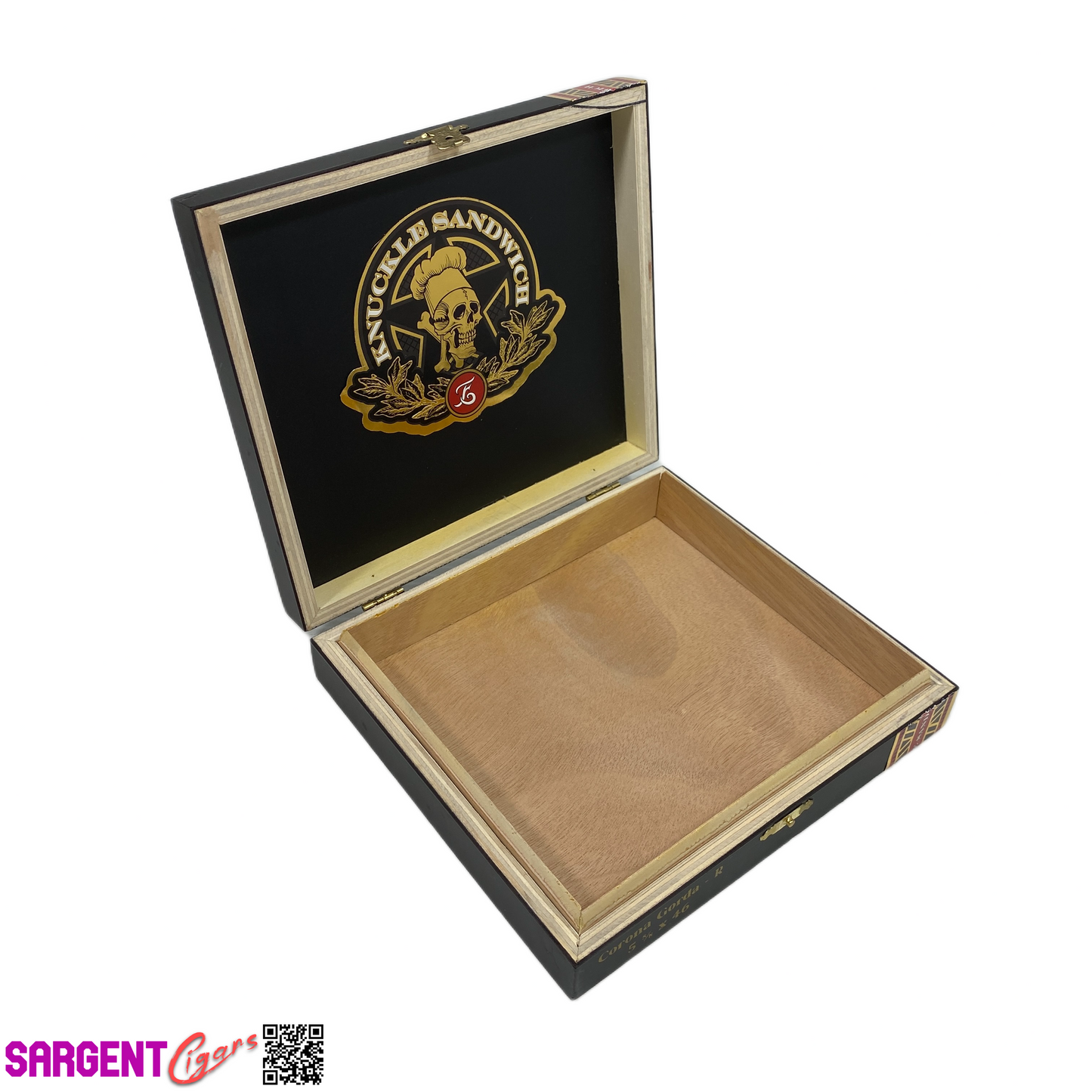 Guy Fieri Knuckle Sandwich Maduro Corona Empty Wooden Cigar Box 7.5x6.75x1.5