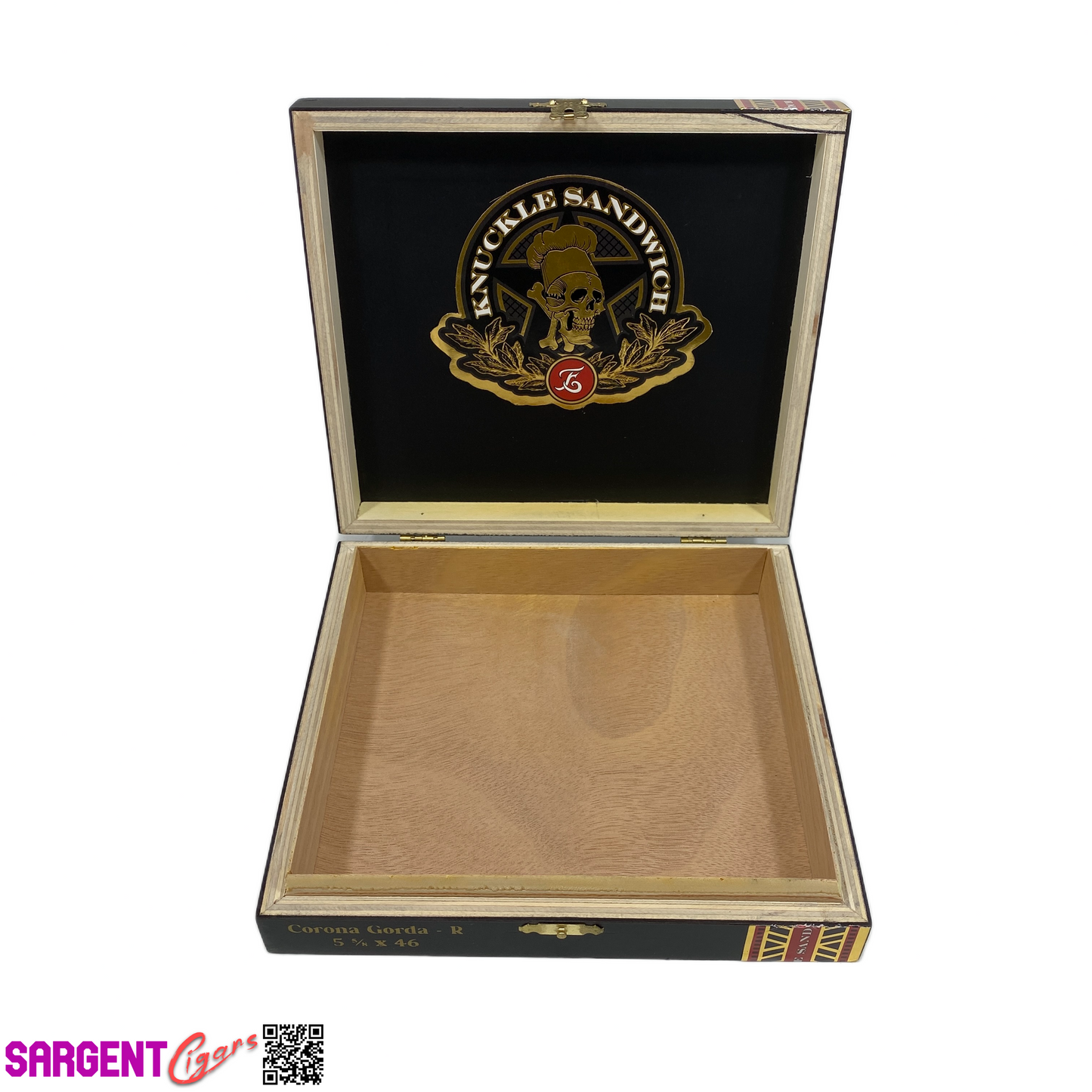 Guy Fieri Knuckle Sandwich Maduro Corona Empty Wooden Cigar Box 7.5x6.75x1.5