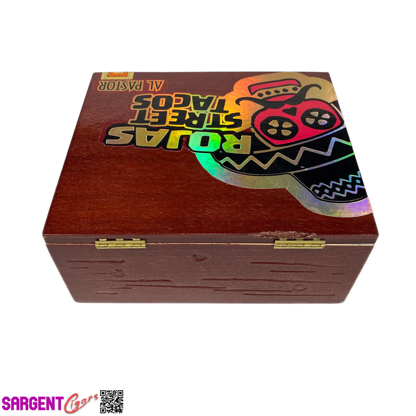 Rojas Street Tacos Al Pastor Toro Empty Wooden Cigar Box 8x7x3.5 (1)