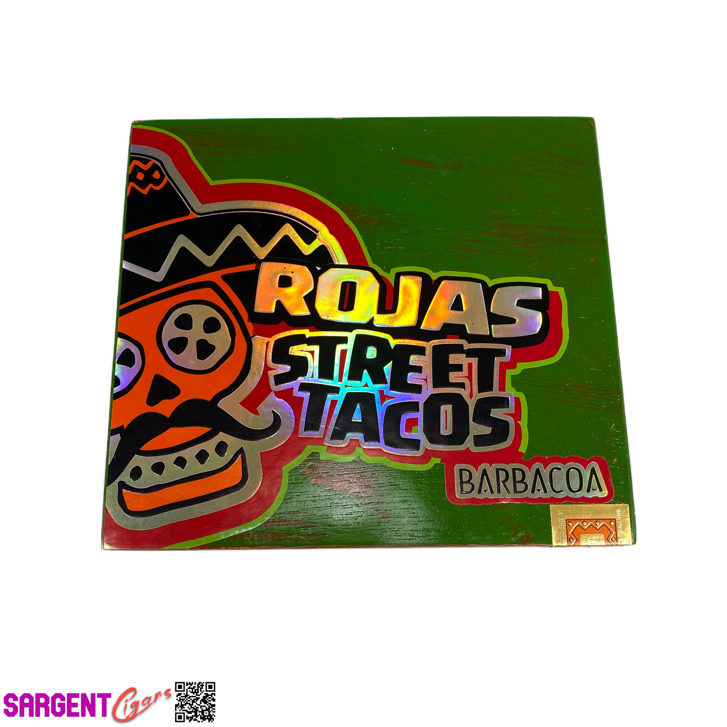 Rojas Street Tacos Barbacoa Short Corona Empty Wooden Cigar Box 7x6.5x3.25