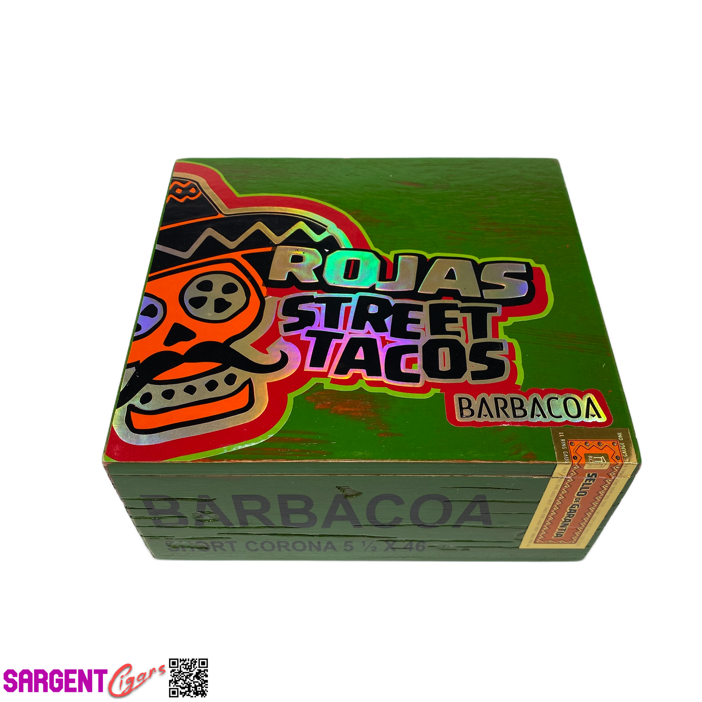 Rojas Street Tacos Barbacoa Short Corona Empty Wooden Cigar Box 7x6.5x3.25