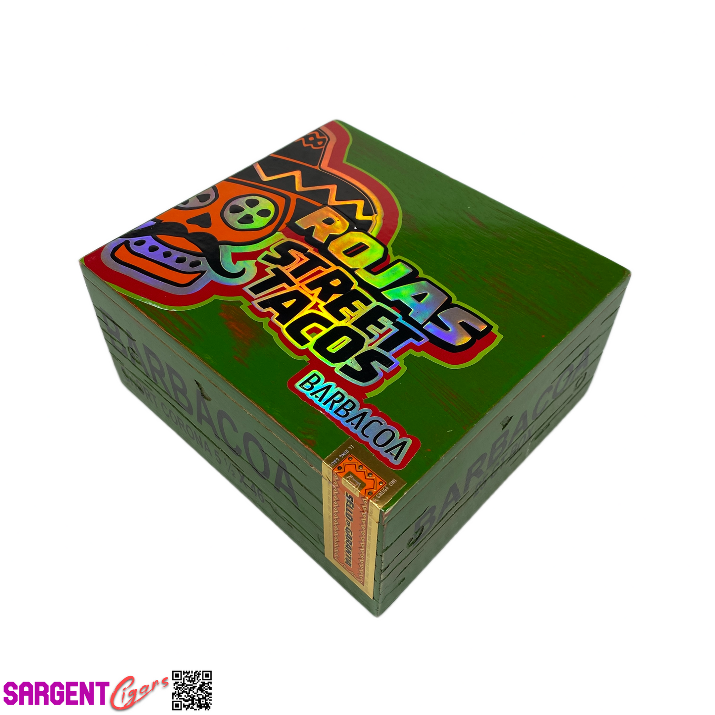 Rojas Street Tacos Barbacoa Short Corona Empty Wooden Cigar Box 7x6.5x3.25
