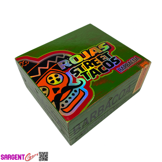 Rojas Street Tacos Barbacoa Short Corona Empty Wooden Cigar Box 7x6.5x3.25