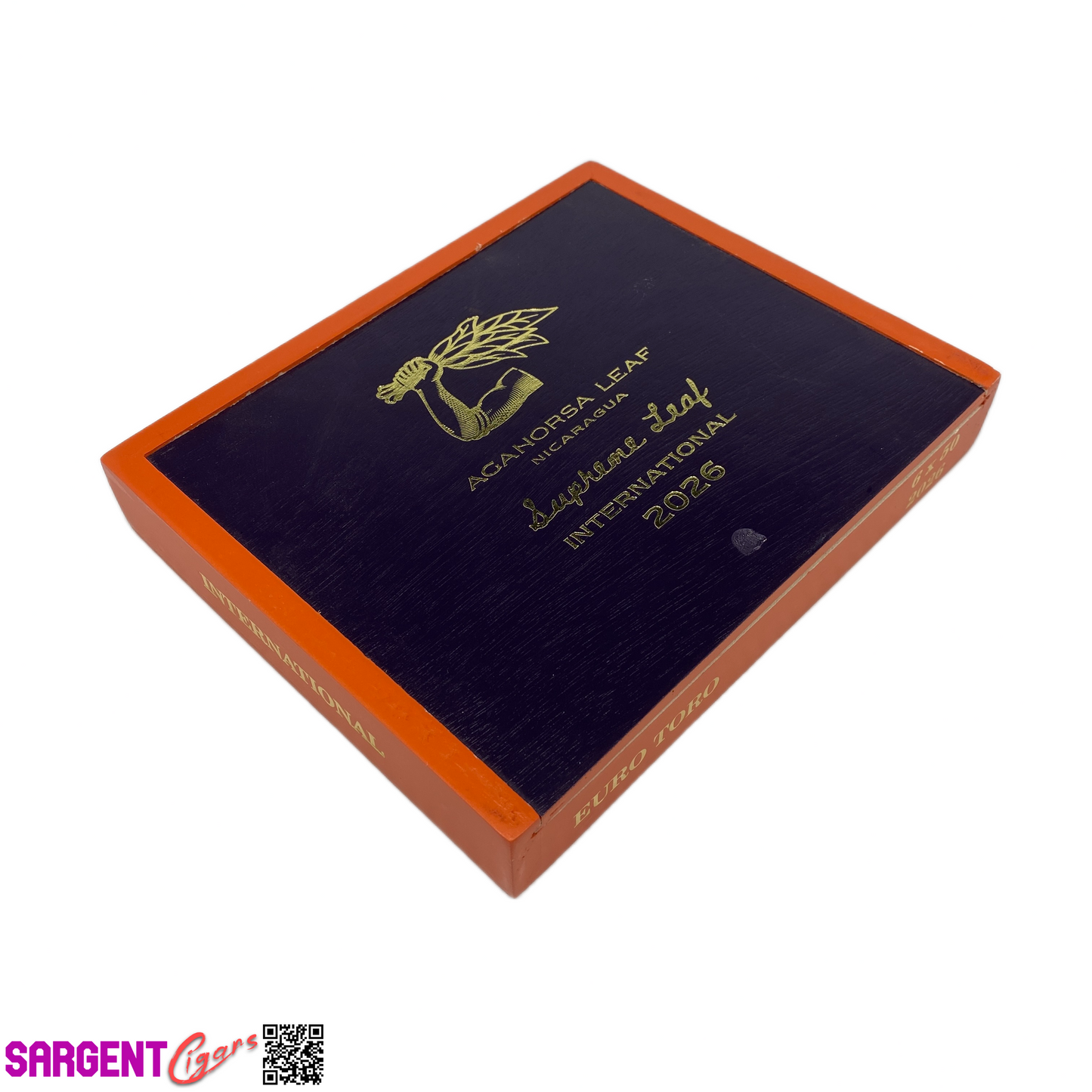 Aganorsa Leaf Supreme Leaf Euro Toro 2026 Empty Wooden Cigar Box 8.5x7x1.25