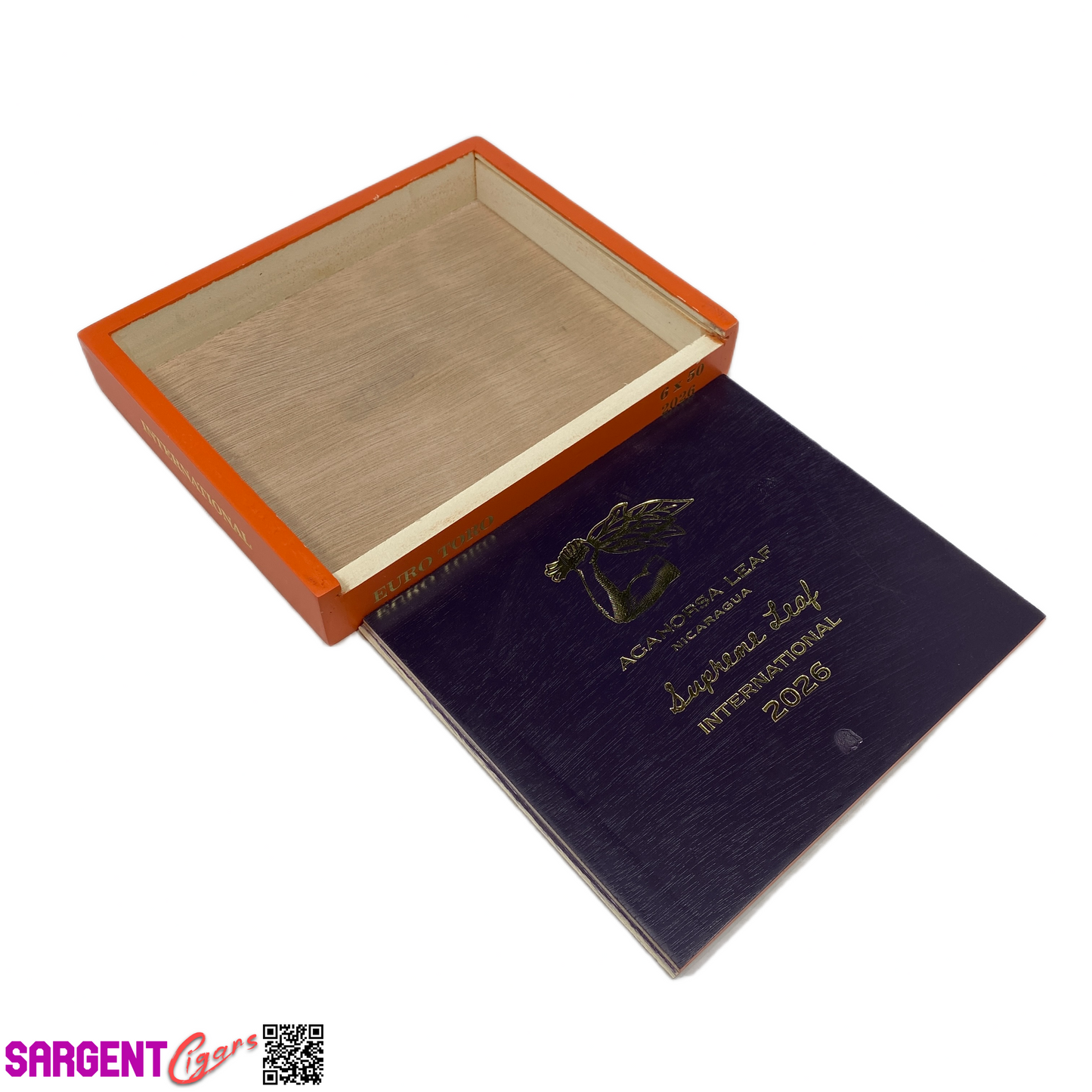 Aganorsa Leaf Supreme Leaf Euro Toro 2026 Empty Wooden Cigar Box 8.5x7x1.25