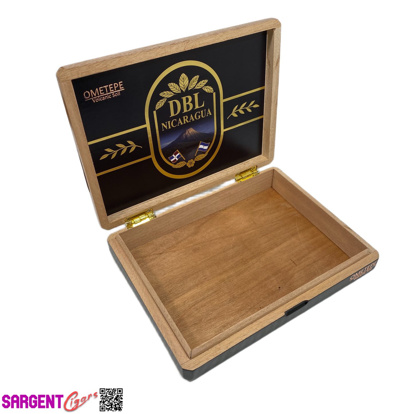 DBL Nicaragua Ometepe Volcanic Soil Empty Wooden Cigar Box 9.75x7.5x2