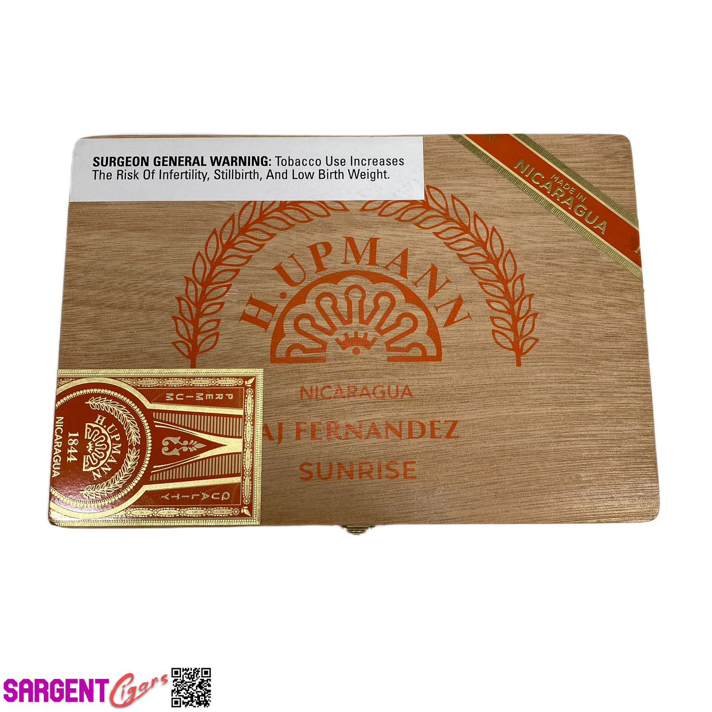 H Upmann Sunrise Robusto Empty Wooden Cigar Box 9x6.25x2