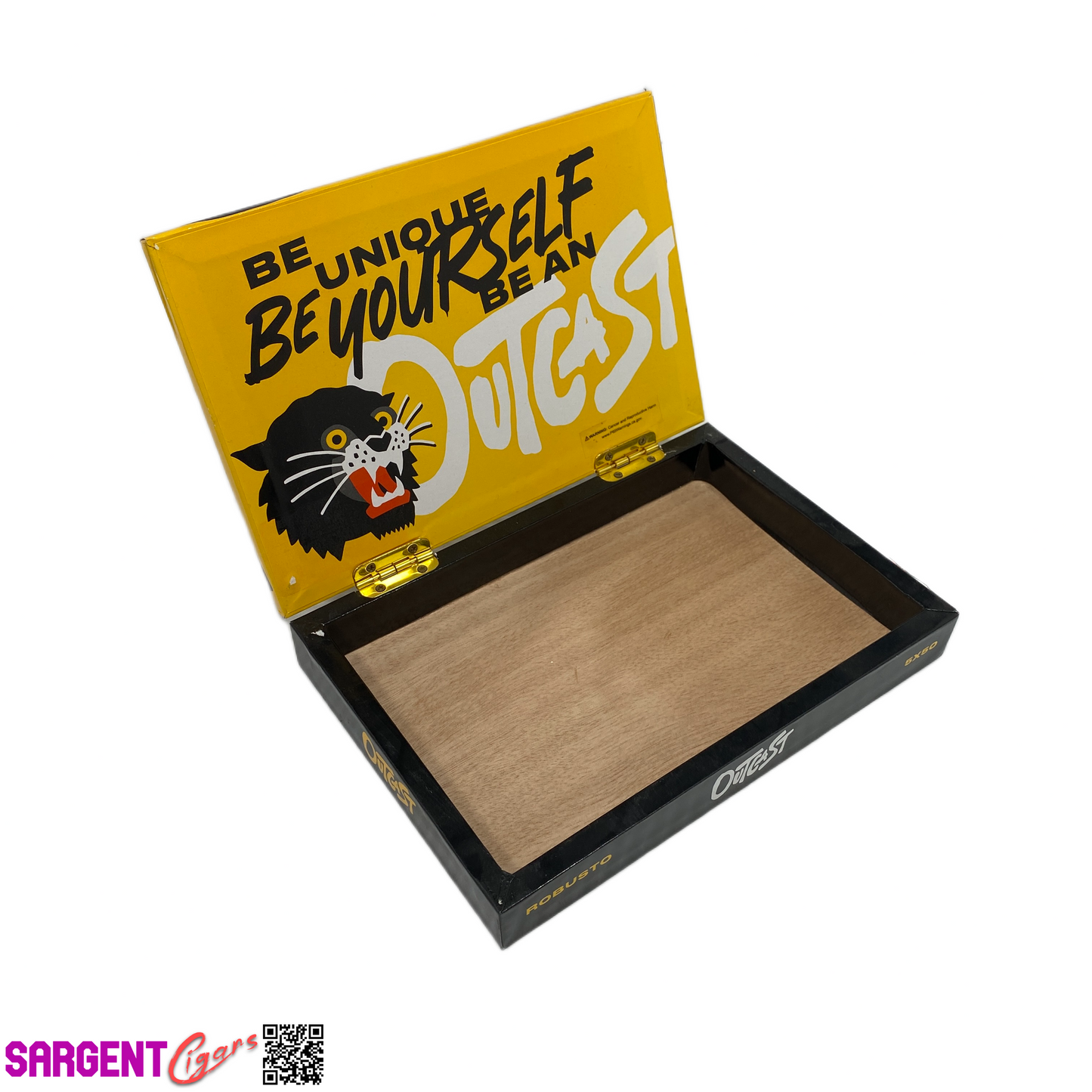 Outcast Robusto Empty Wooden Cigar Box 8.75x6x1.5