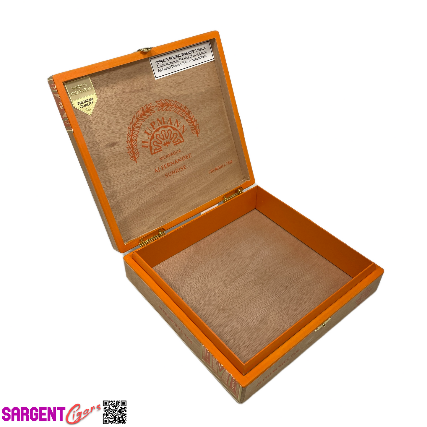 H Upmann Sunrise Churchill Empty Wooden Cigar Box 9x8.25x2
