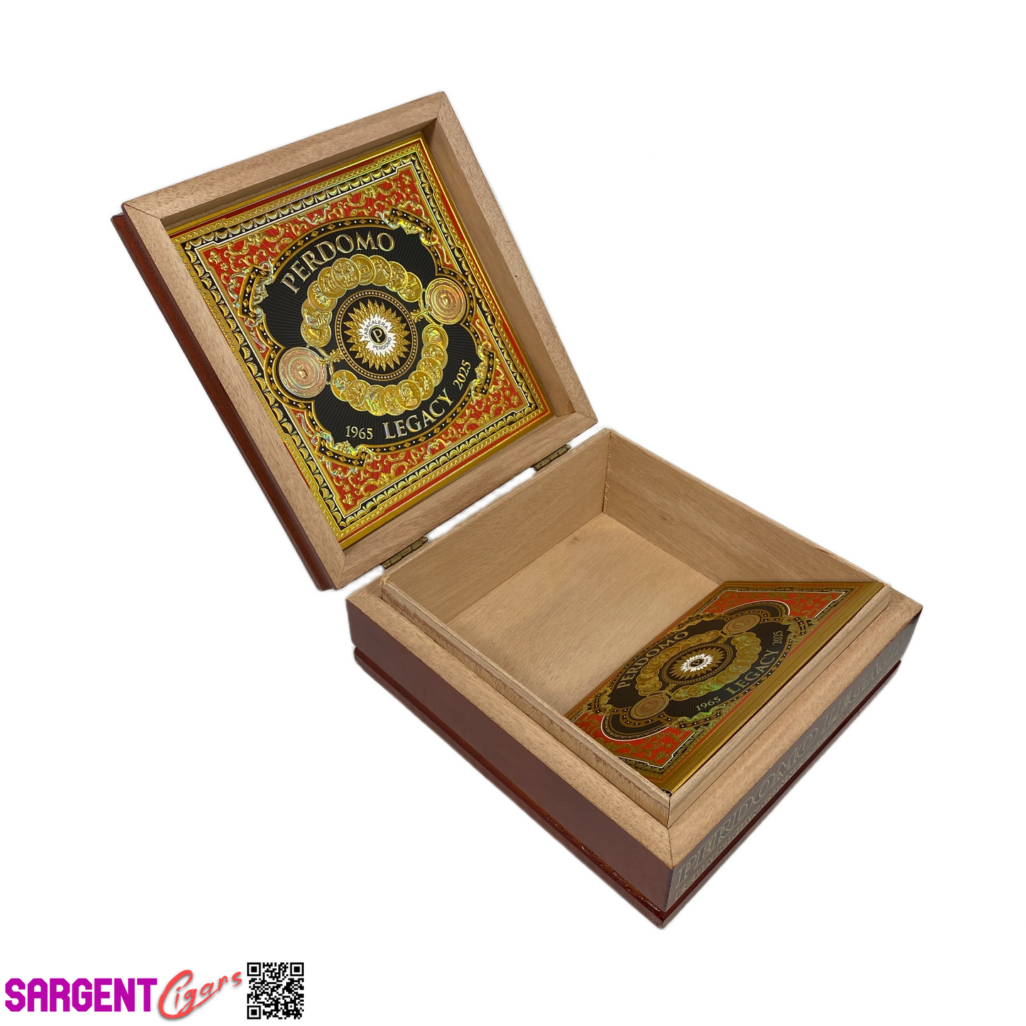Perdomo Legacy Connecticut Churchill Empty Wooden Cigar Box 8x8.25x3.25