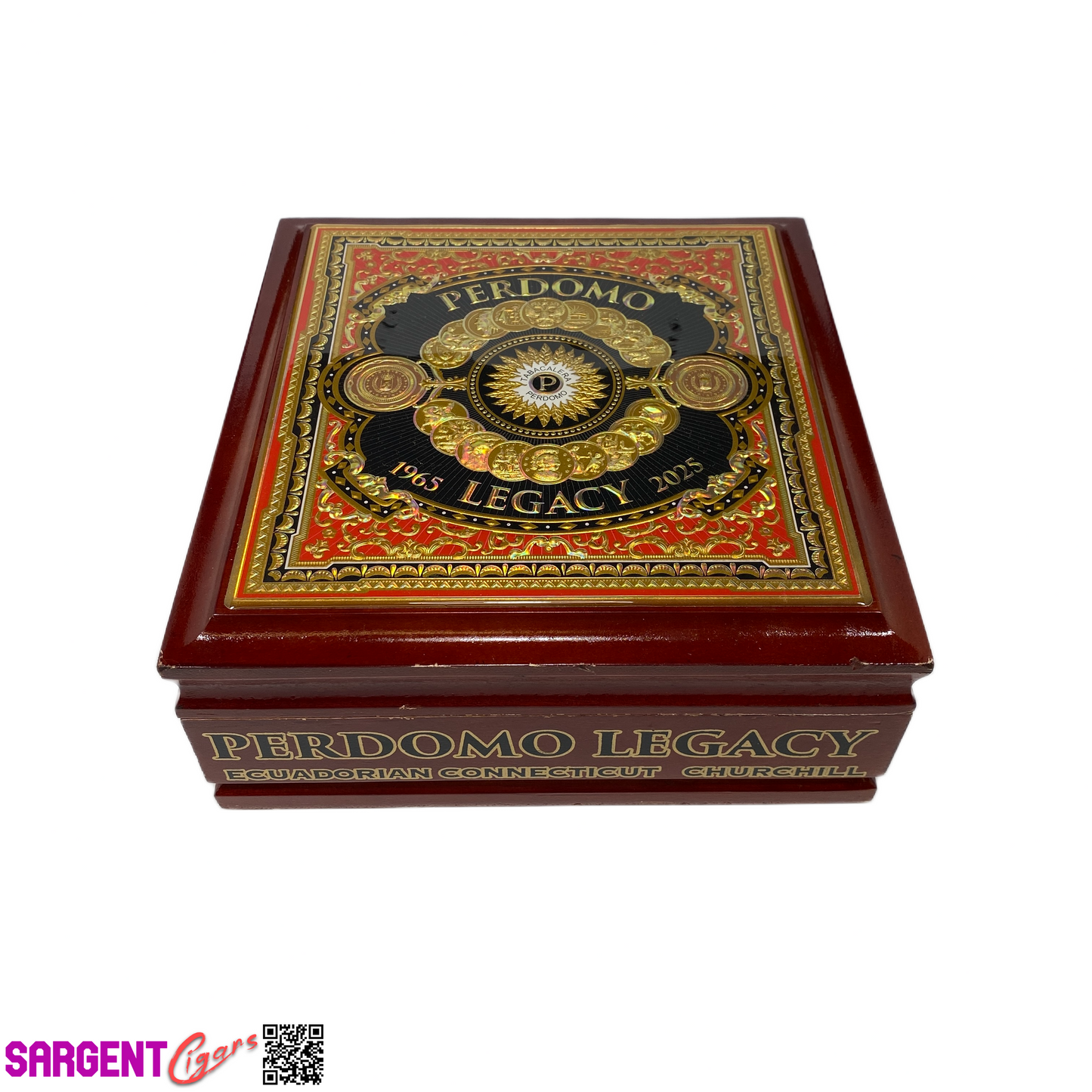 Perdomo Legacy Connecticut Churchill Empty Wooden Cigar Box 8x8.25x3.25