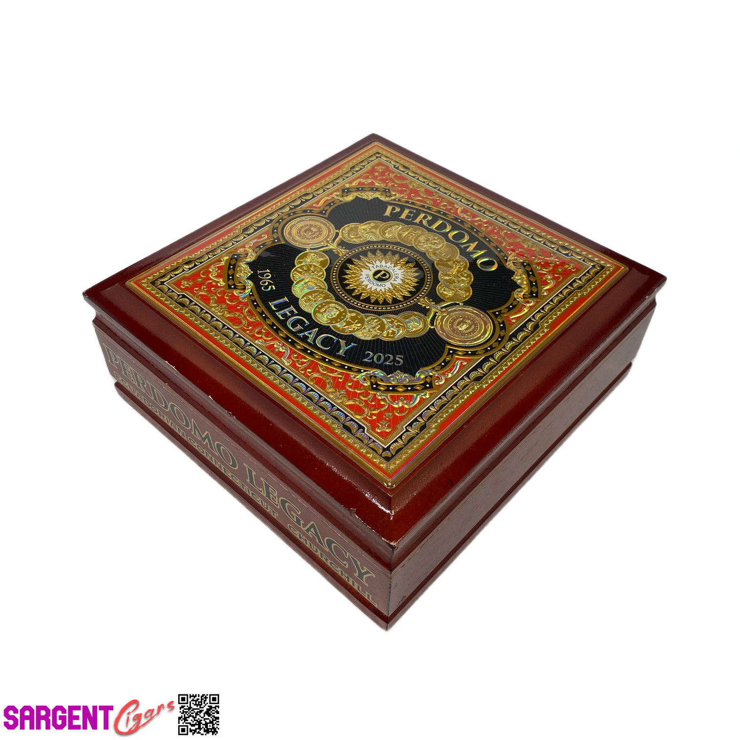 Perdomo Legacy Connecticut Churchill Empty Wooden Cigar Box 8x8.25x3.25