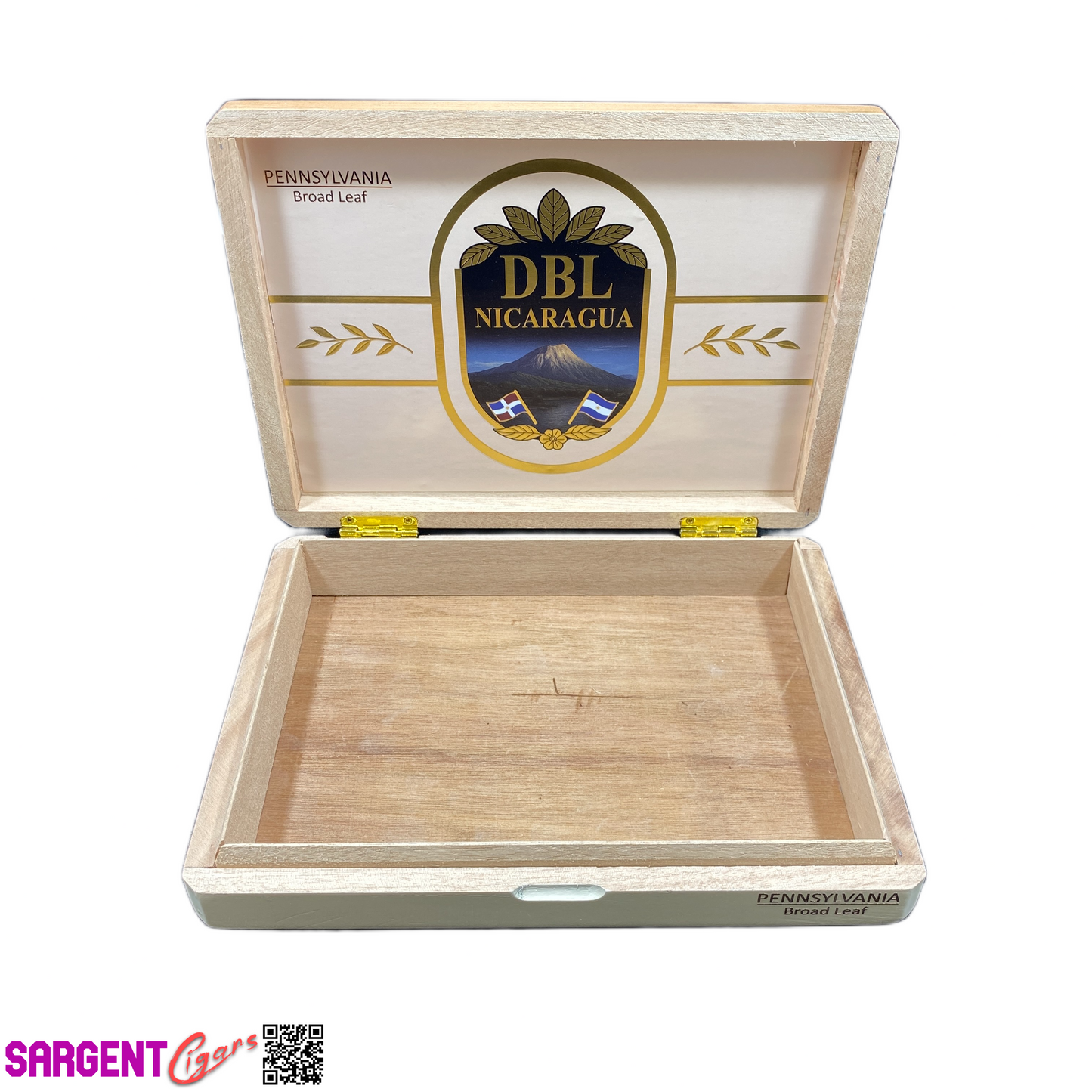 DBL Nicaragua Pennsylvania Broad Leaf Empty Wooden Cigar Box 9.75x7.5x2