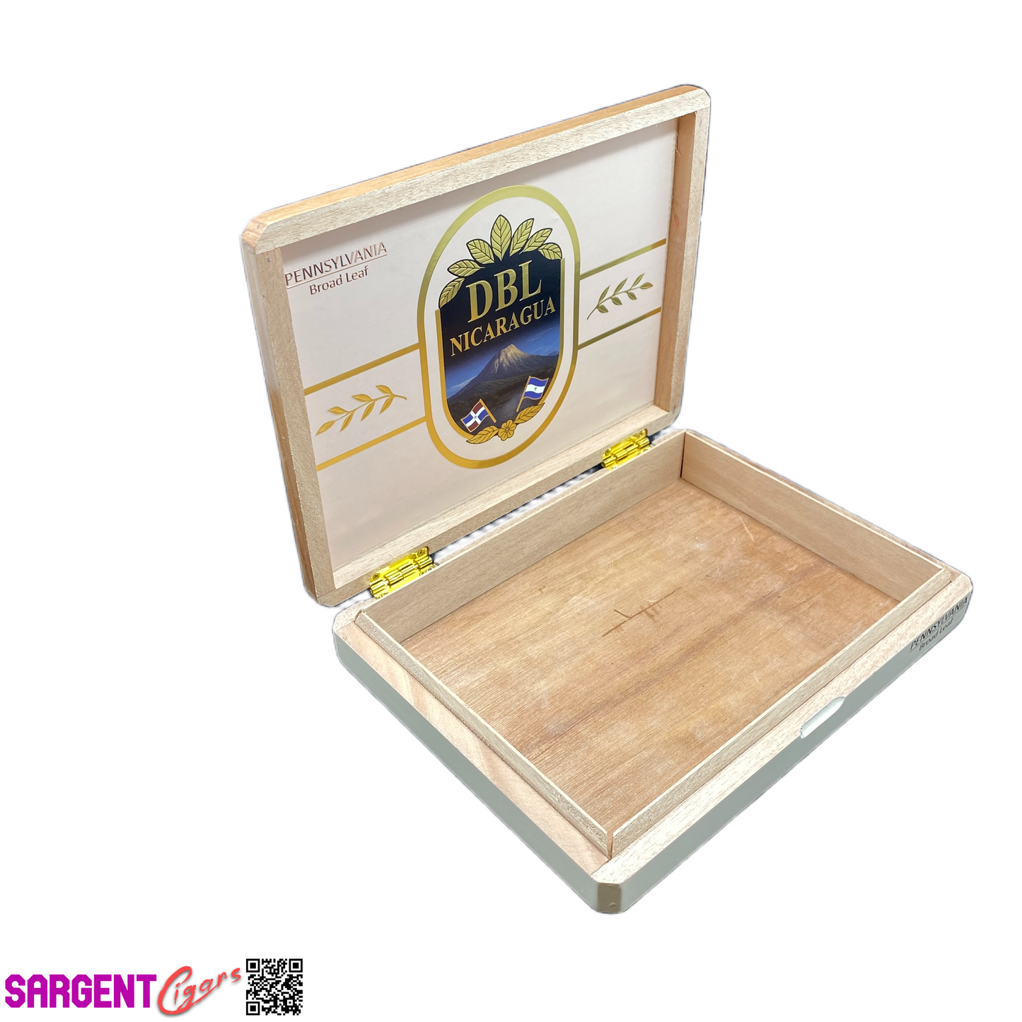 DBL Nicaragua Pennsylvania Broad Leaf Empty Wooden Cigar Box 9.75x7.5x2