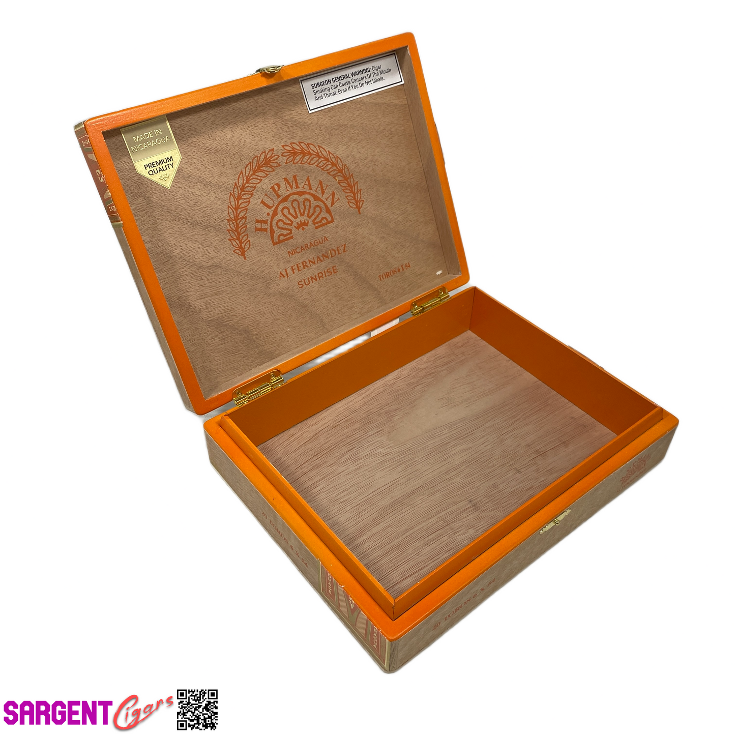 H Upmann Sunrise Toro Empty Wooden Cigar Box 9.25x7.25x2