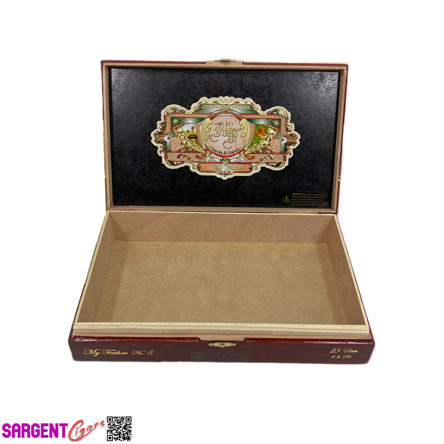 My Father Cigars No5 Empty Wooden Cigar Box 11.25x7x2.5