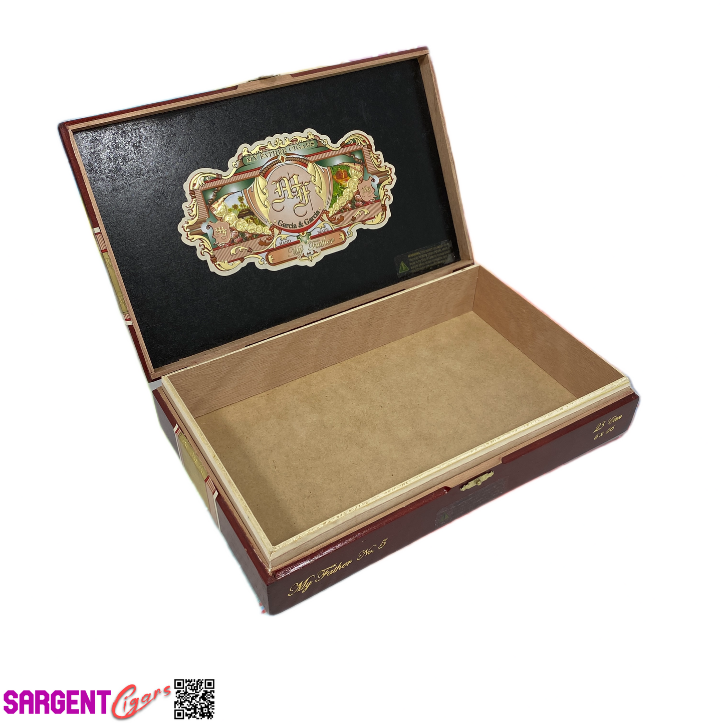 My Father Cigars No5 Empty Wooden Cigar Box 11.25x7x2.5