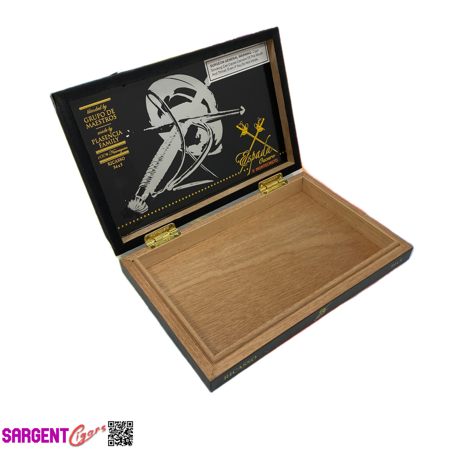 Montecristo Espada Oscuro Ricasso Empty Wooden Cigar Box 9.5x6.25x1.5
