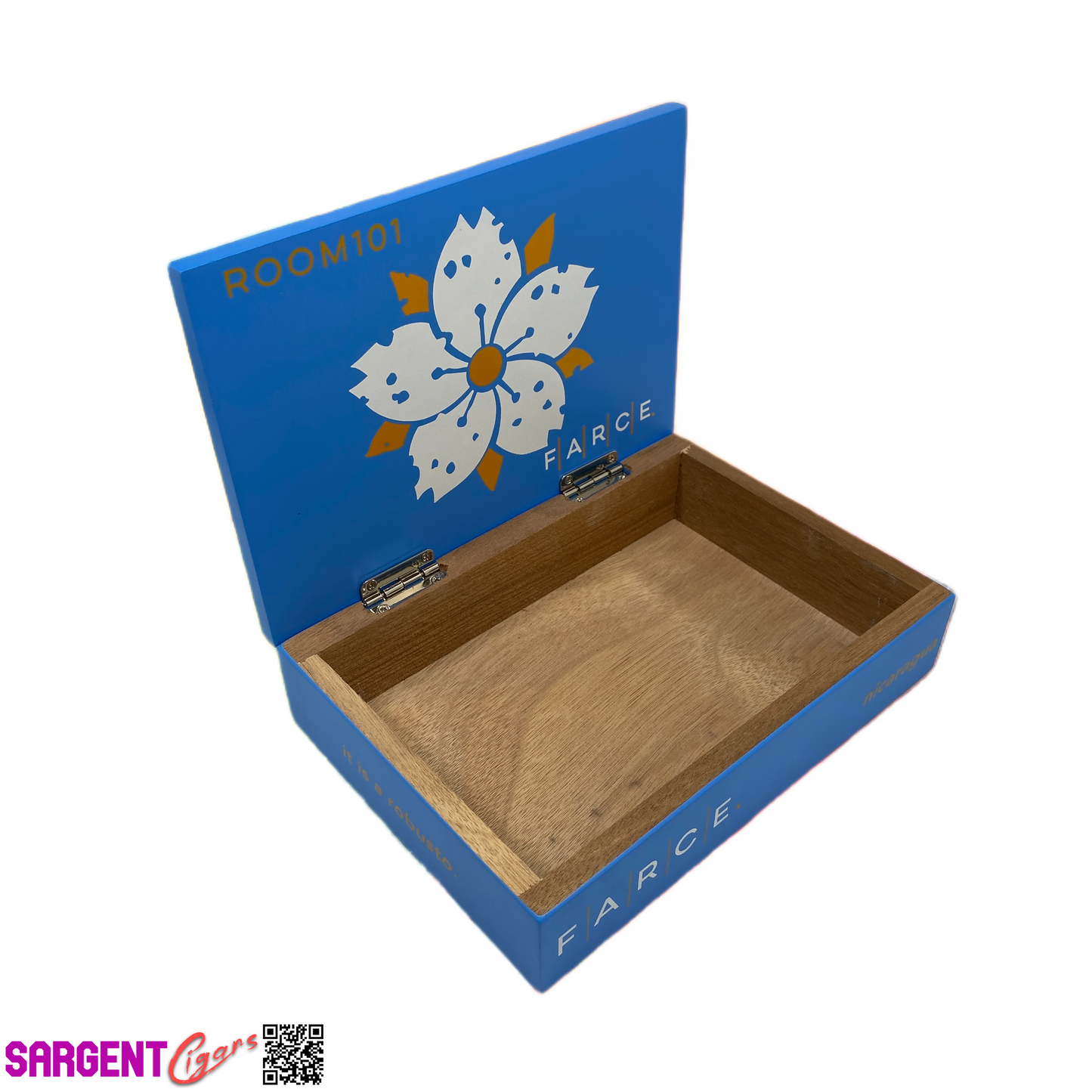 Room 101 Farce Robusto Empty Wooden Cigar Box 8.75x6x2