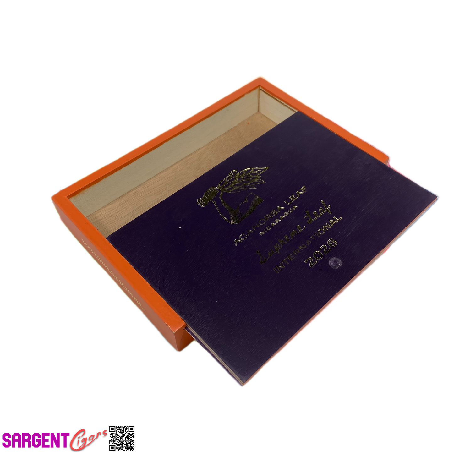 Aganorsa Leaf Supreme Leaf Euro Robusto 2026 Empty Wooden Cigar Box 9x6.25x1.5