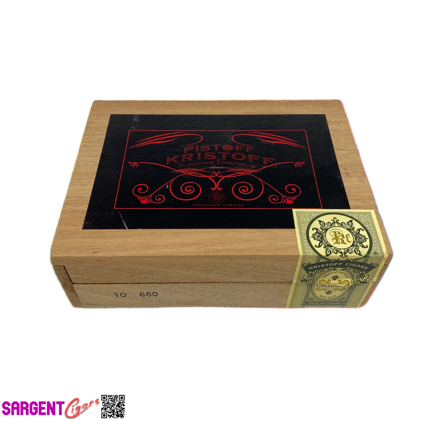 Kristoff Pistoff 660 Empty Wooden Cigar Box 7.75x6x2.5