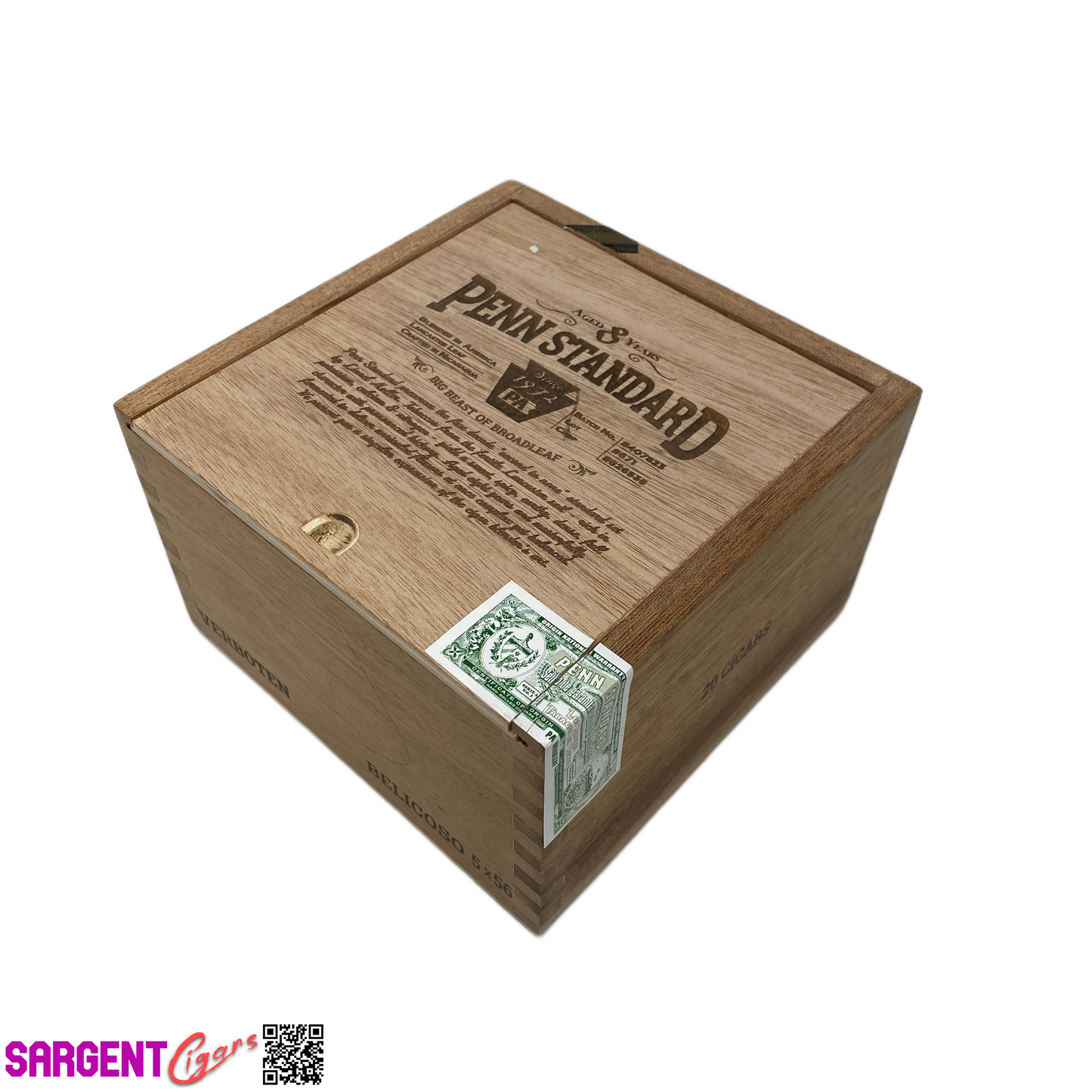 Penn Standard Verboten Belicoso Empty Wooden Cigar Box 6x6x4