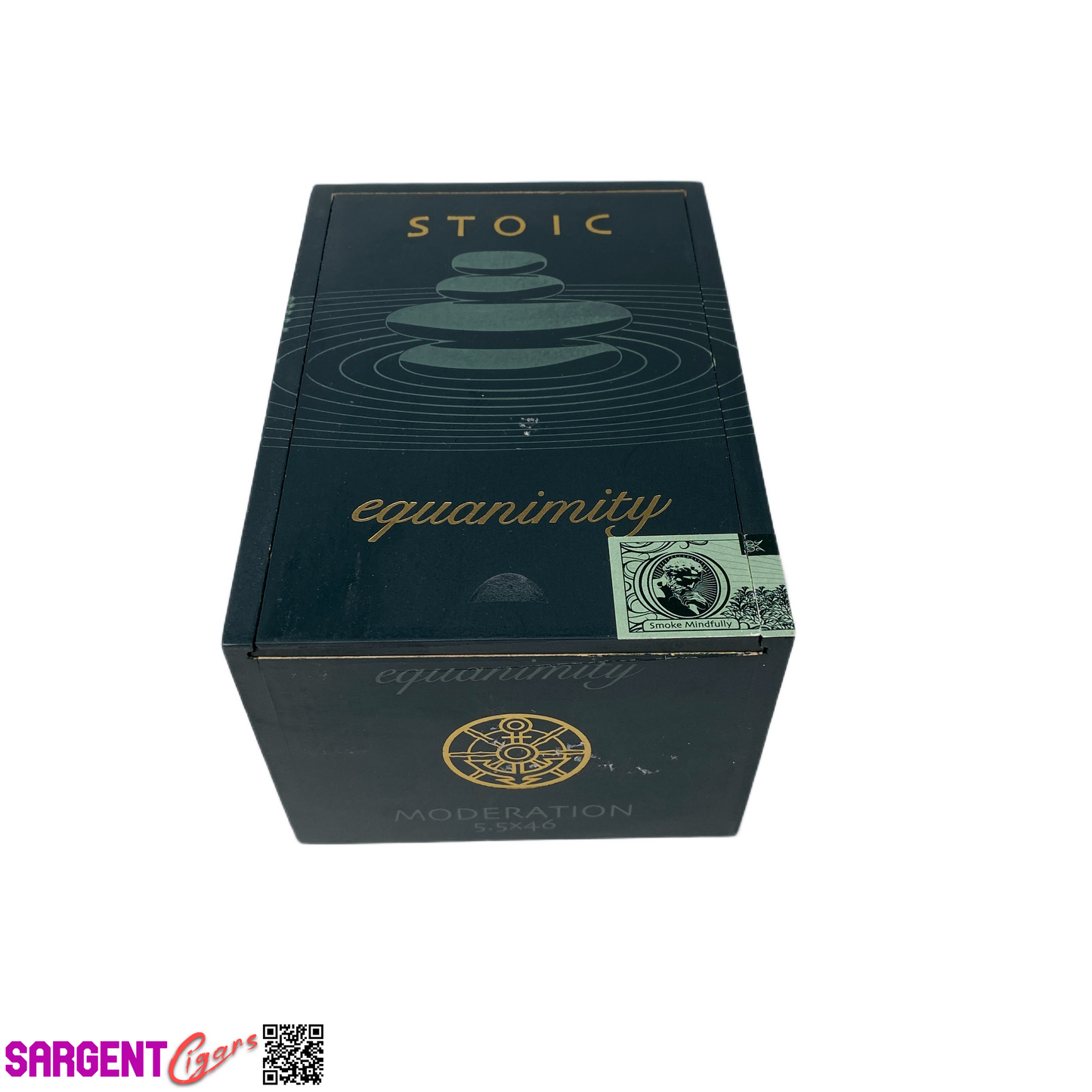 Stoic Equanimity Moderation Empty Wooden Cigar Box 4.25x6.5x3.25