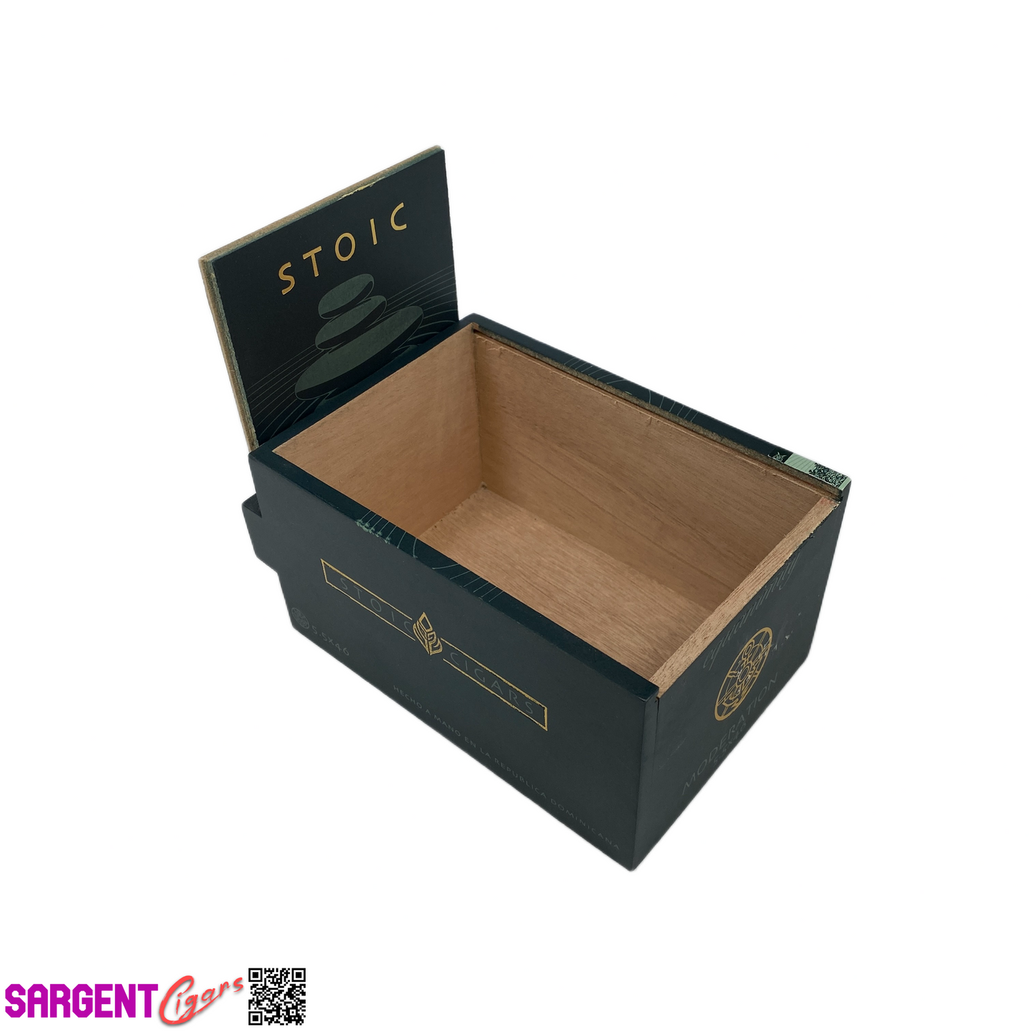 Stoic Equanimity Moderation Empty Wooden Cigar Box 4.25x6.5x3.25