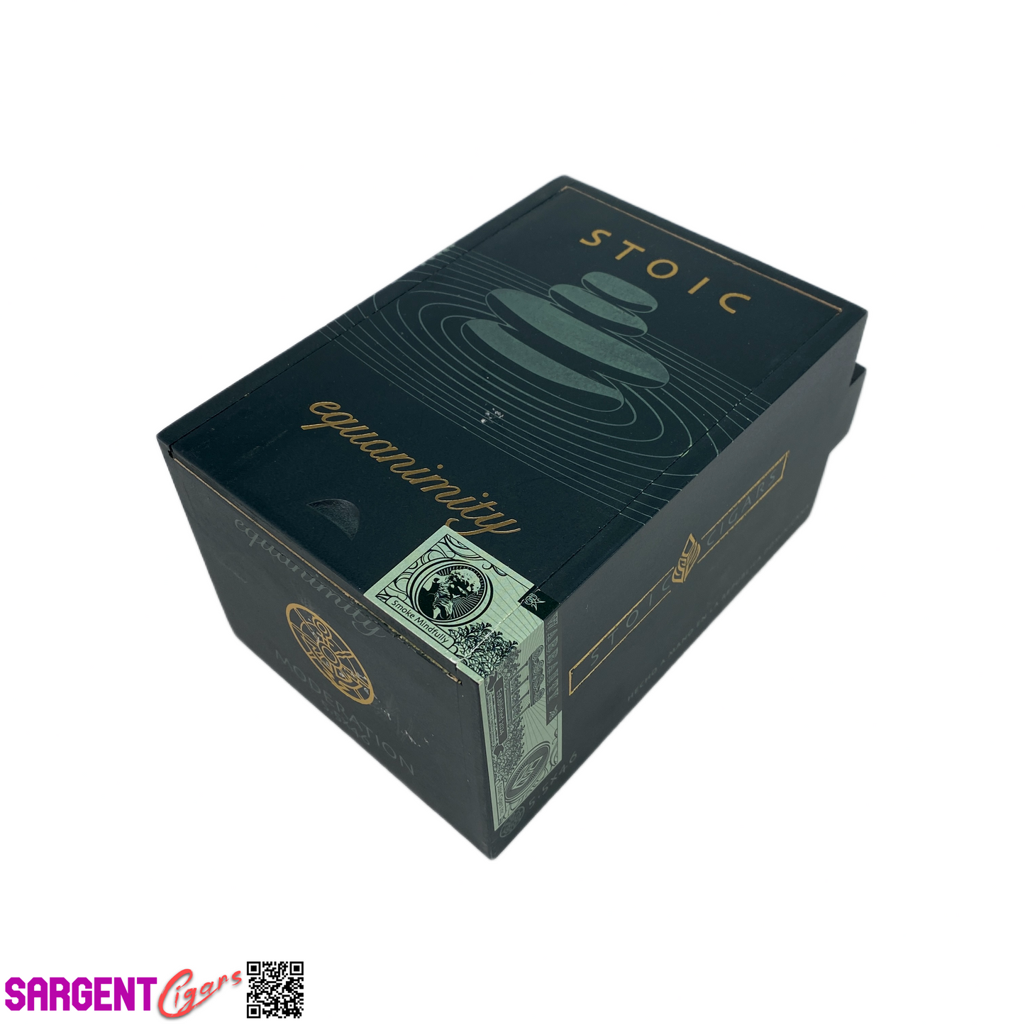 Stoic Equanimity Moderation Empty Wooden Cigar Box 4.25x6.5x3.25