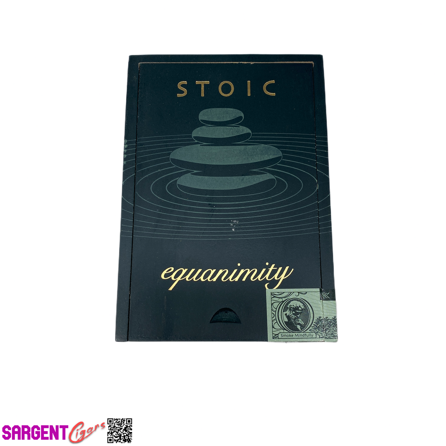 Stoic Equanimity Moderation Empty Wooden Cigar Box 4.25x6.5x3.25