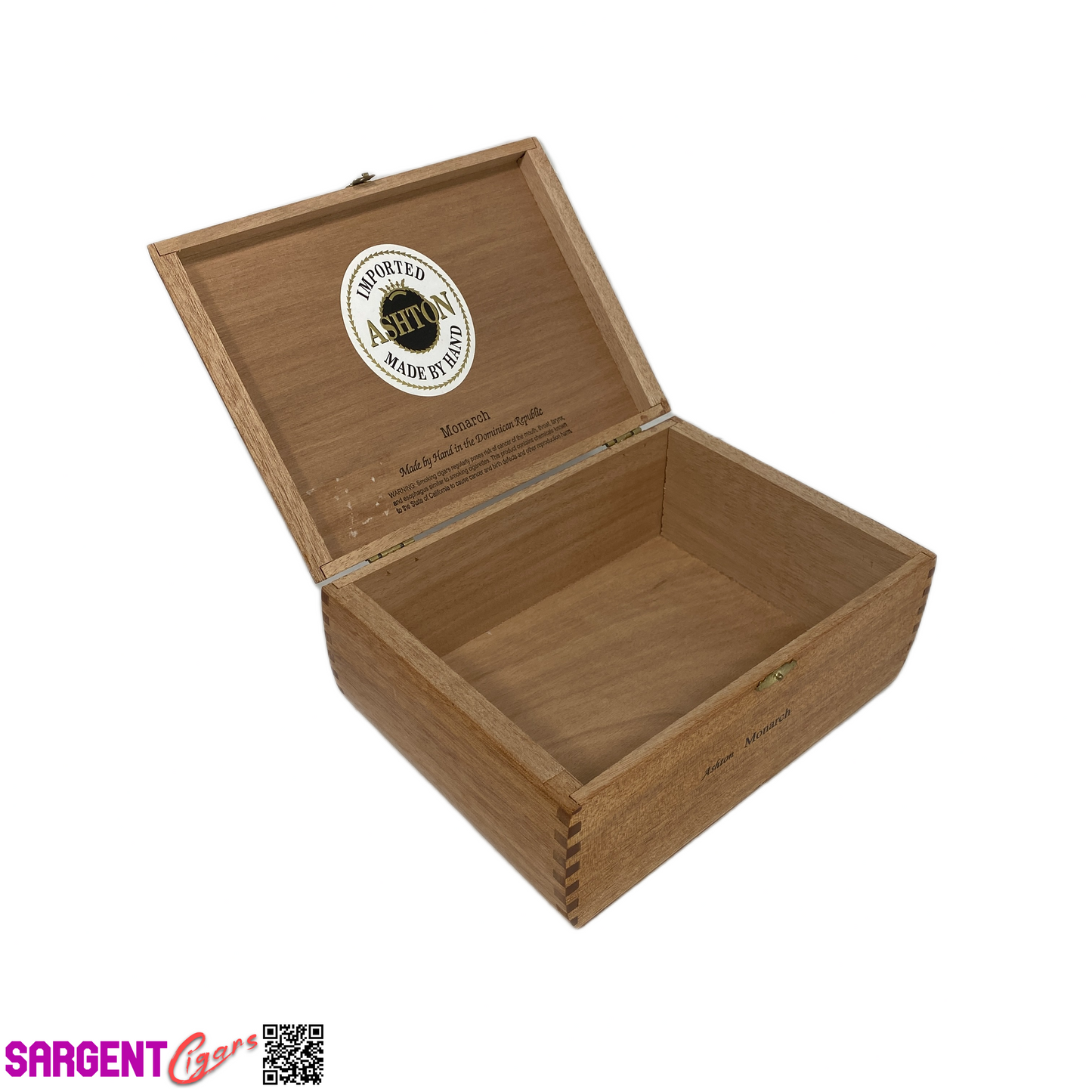 Ashton Classic Monarch Empty Wooden Cigar Box 9.5x6.75x3.75