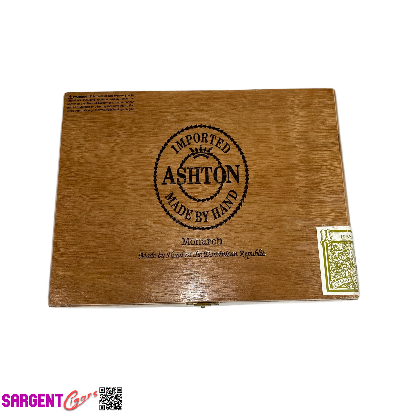 Ashton Classic Monarch Empty Wooden Cigar Box 9.5x6.75x3.75