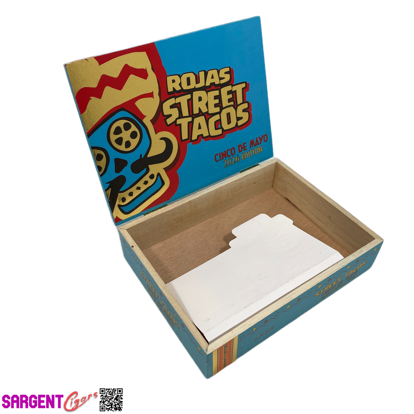 Rojas Street Taco 2026 Empty Wooden Cigar Box 8.75x6.75x2