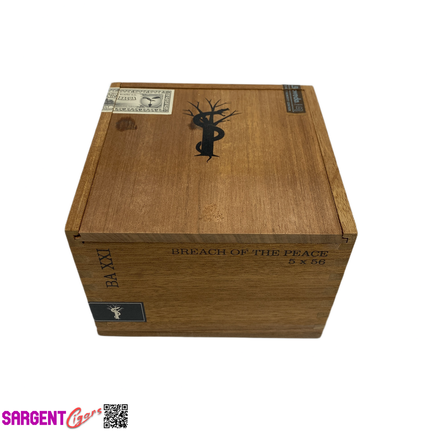 RomaCraft Intemperance Breach of Peace Empty Wooden Cigar Box 6x6x4