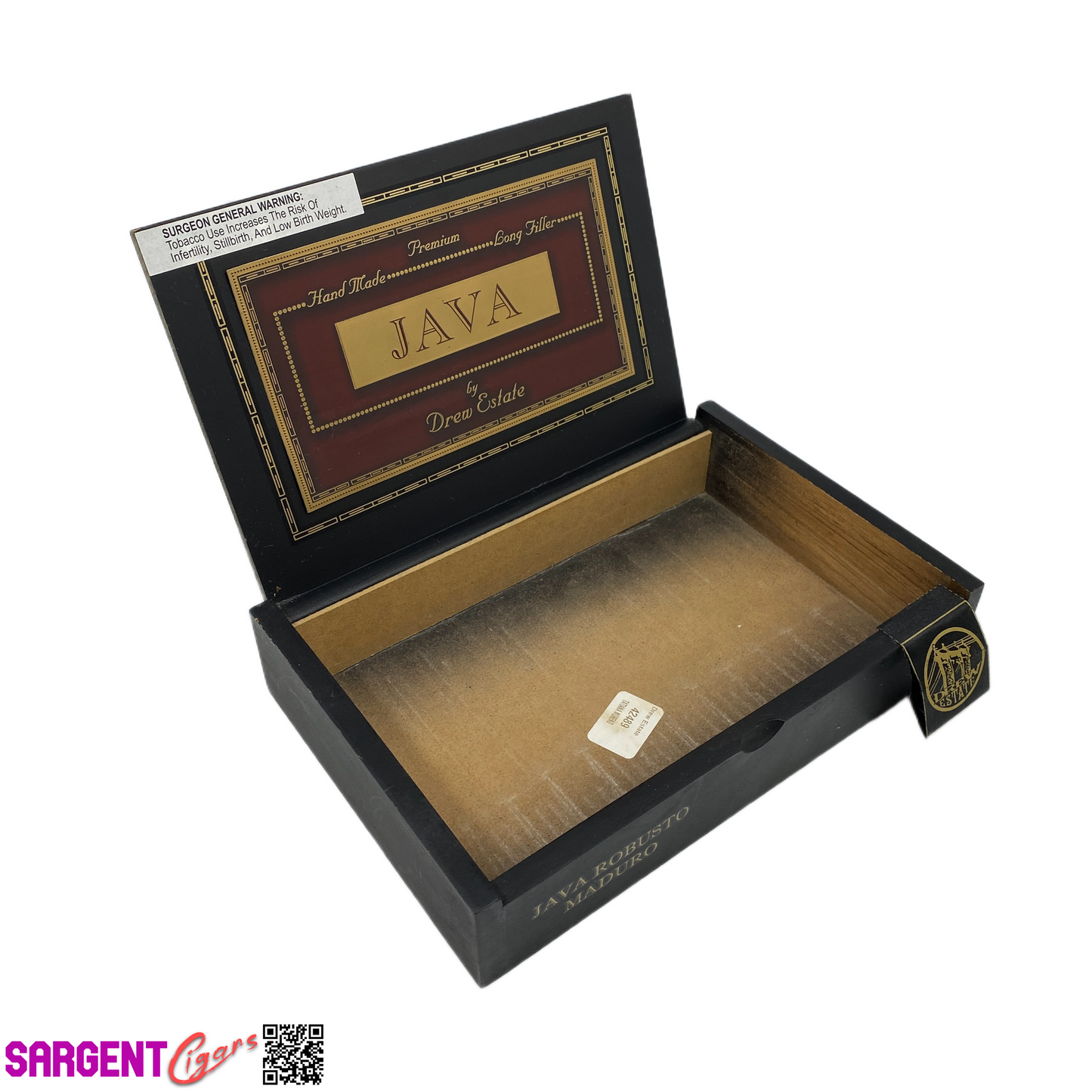 Java Maduro Robusto Empty Wooden Cigar Box 10x6.75x2